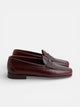 Premium brown leather penny loafer shoe