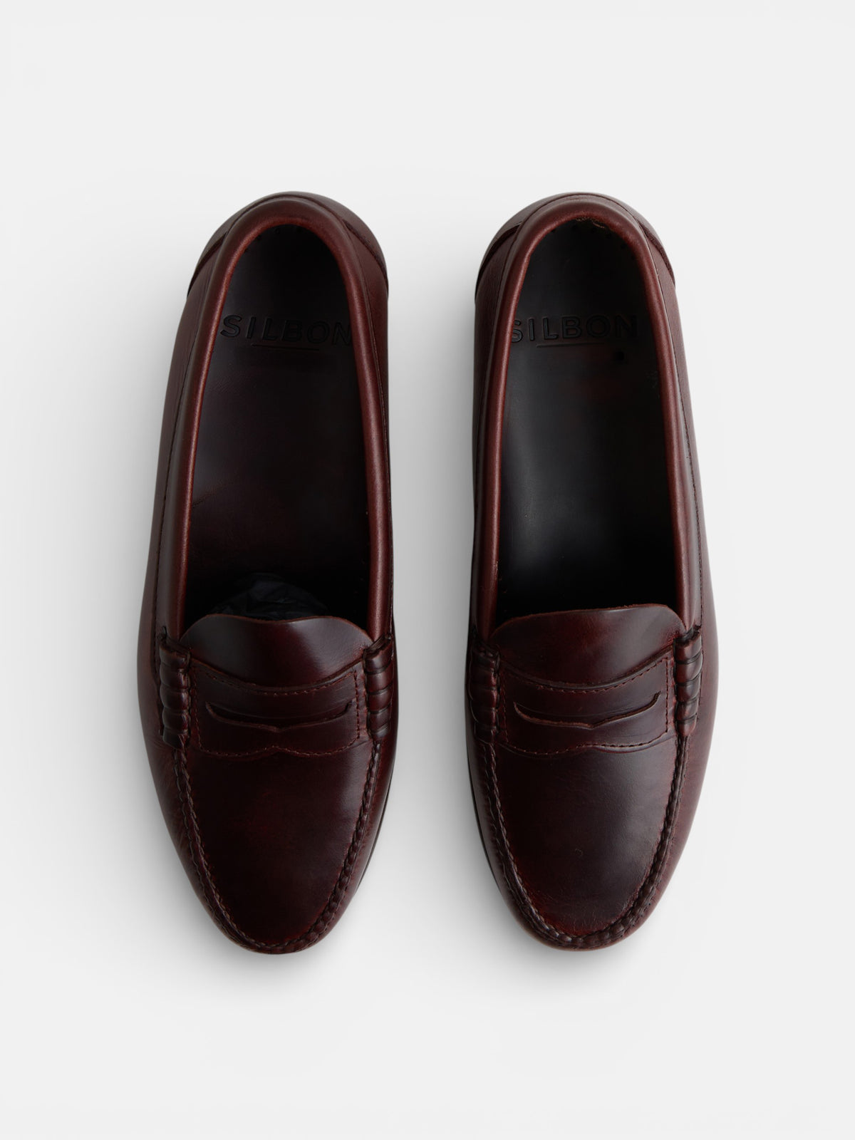 Premium brown leather penny loafer shoe