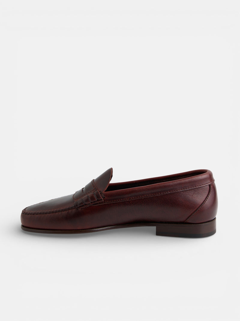 Sapato mocassim premium penny em pele castanha