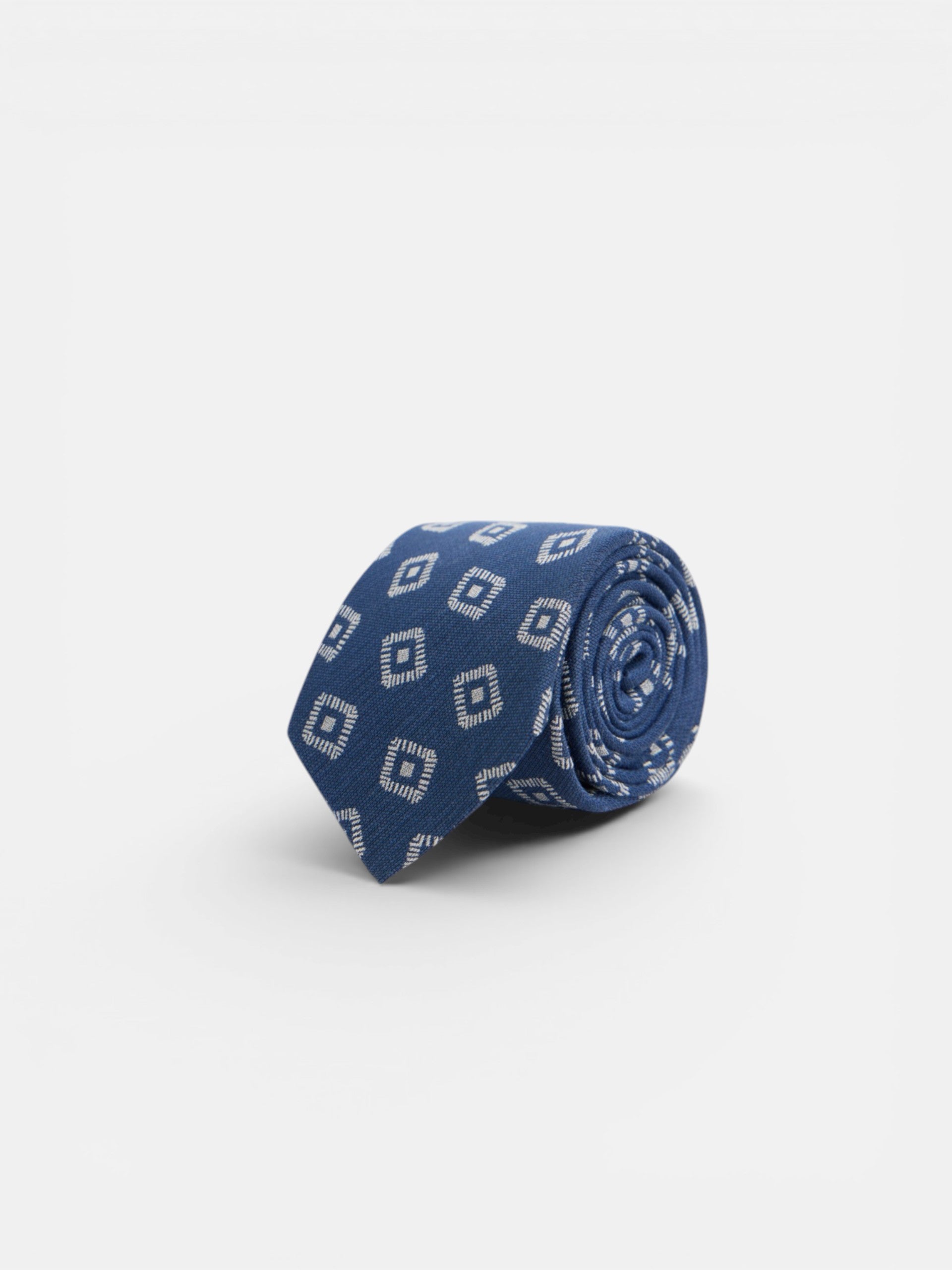 Cravate motif jacquard bleu marine