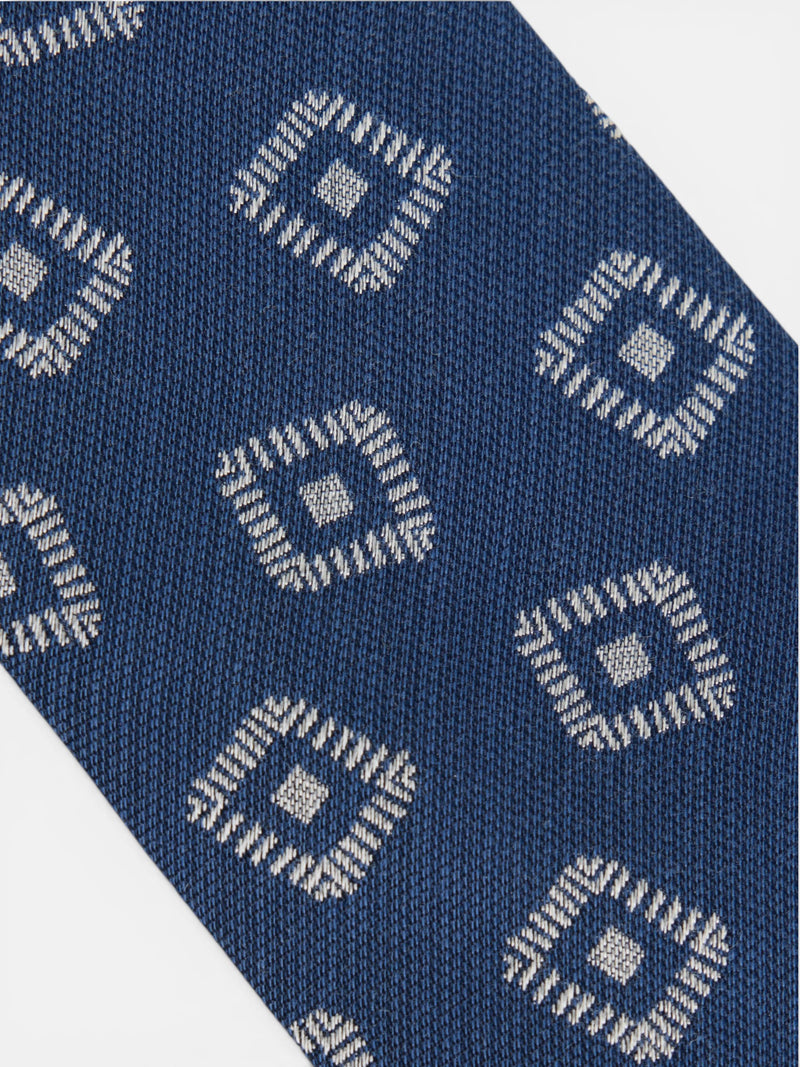 Corbata motivo jacquard azul marino