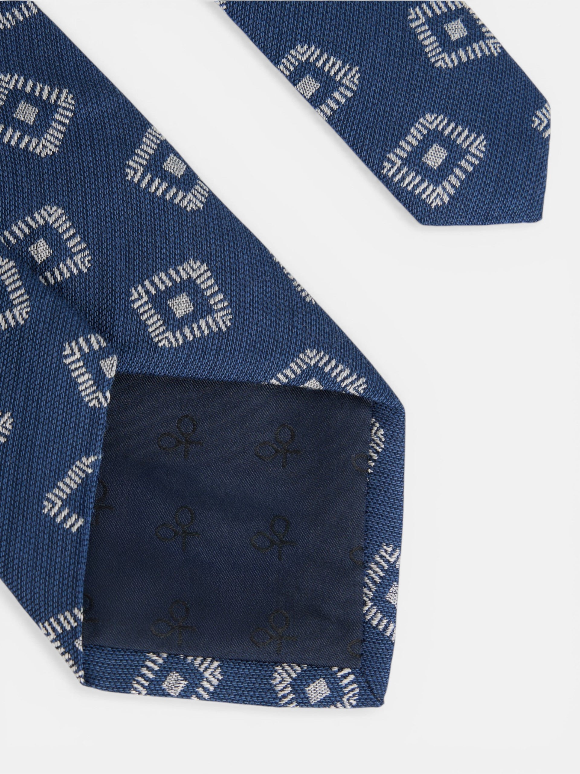 Cravate motif jacquard bleu marine