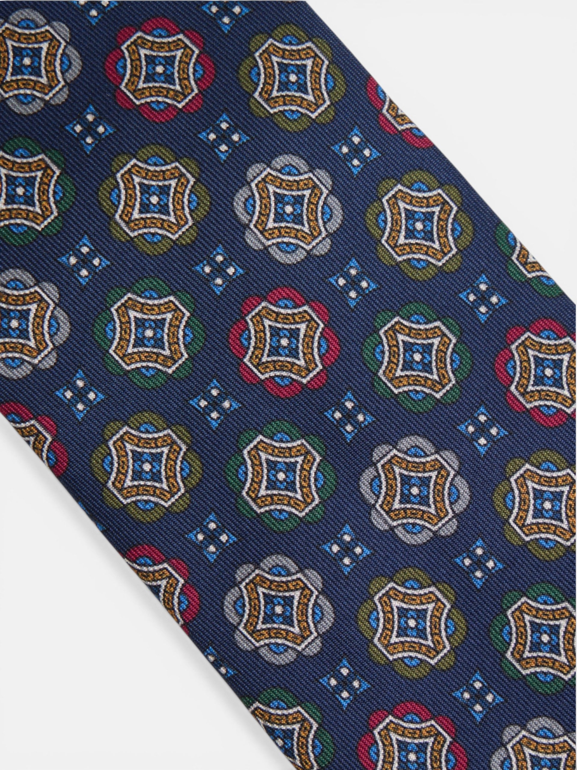 Corbata cuadrados geometricos azul marino