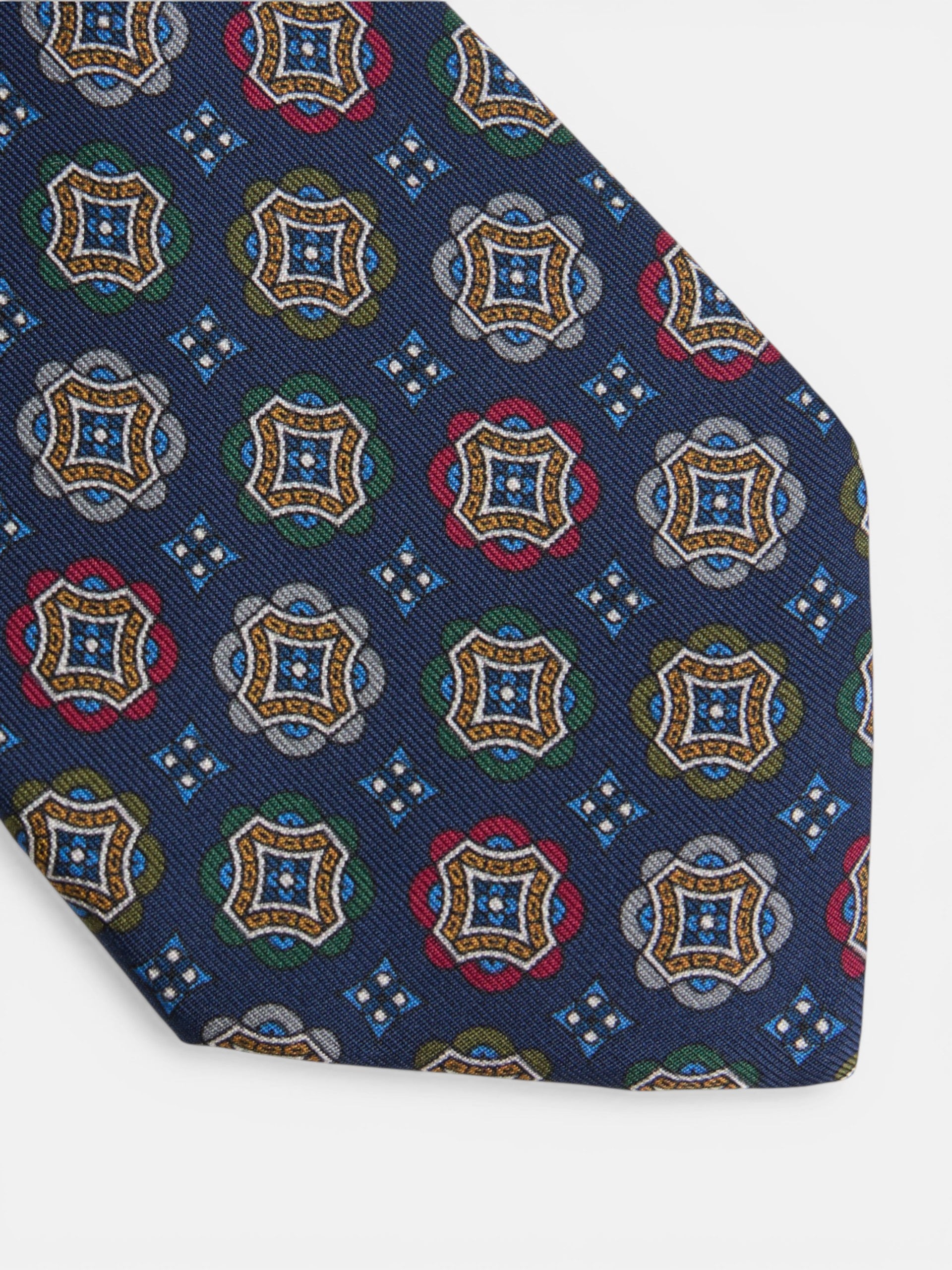 Corbata cuadrados geometricos azul marino