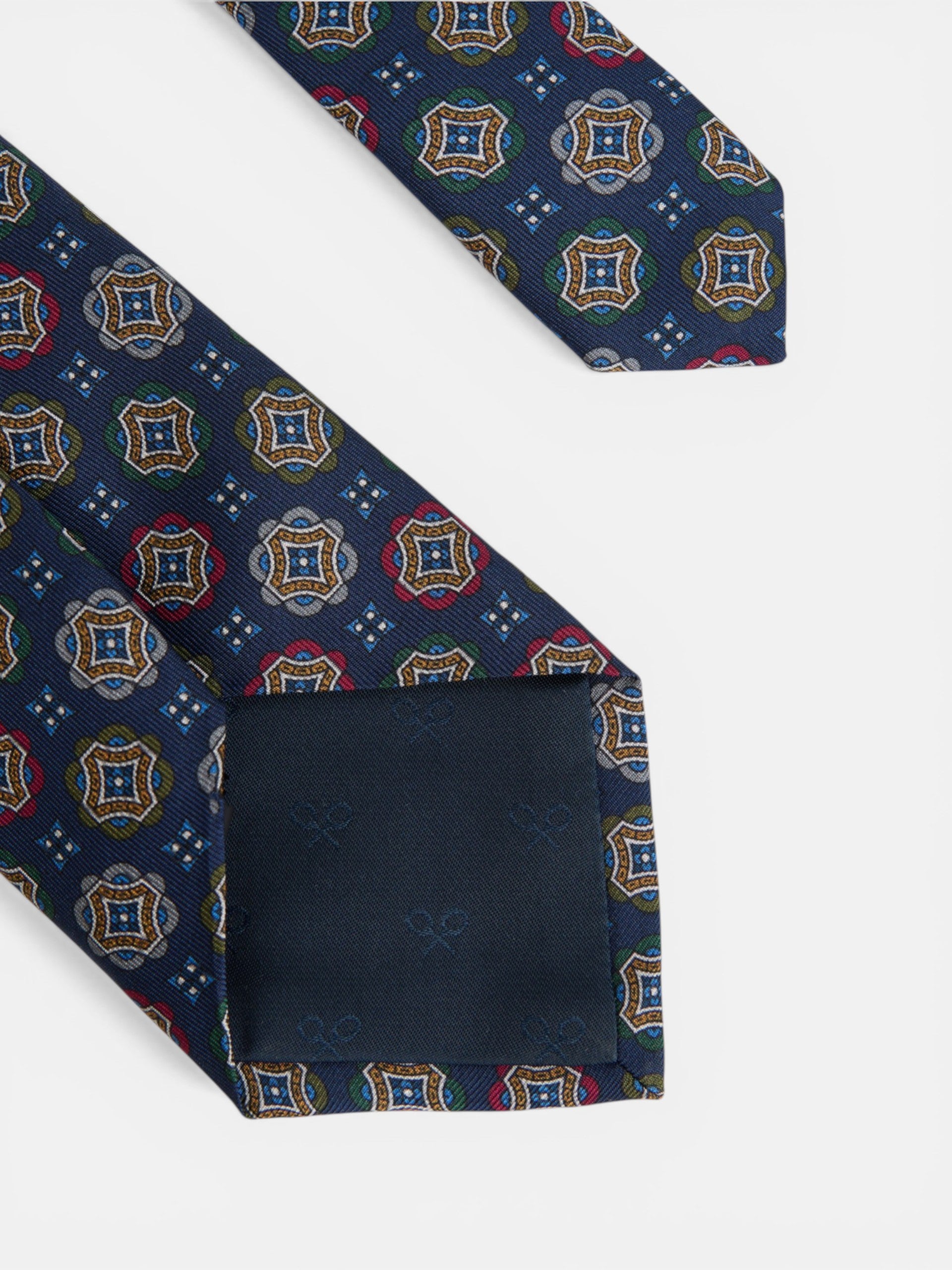 Corbata cuadrados geometricos azul marino