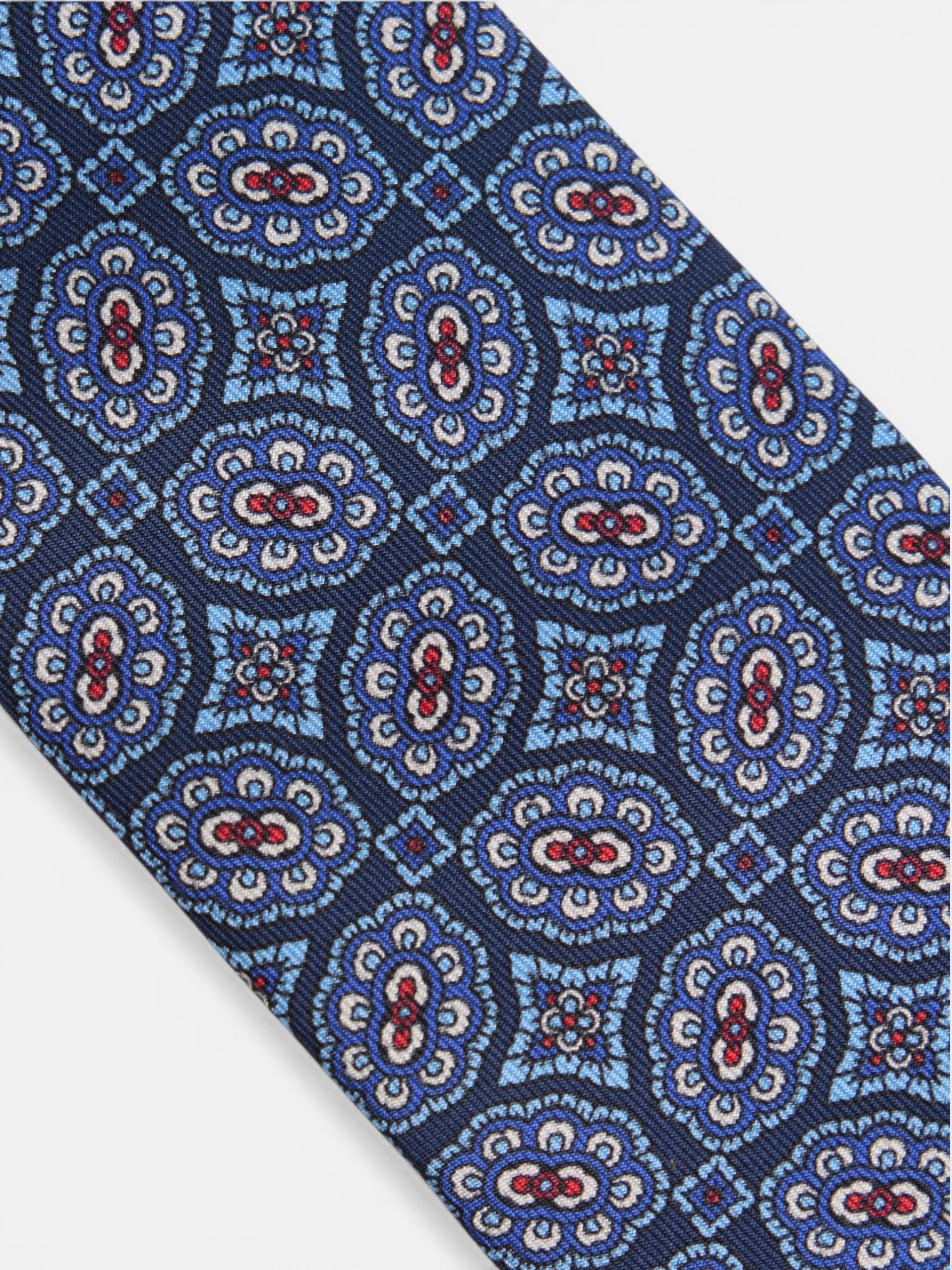 Corbata motivo azulejo azul marino