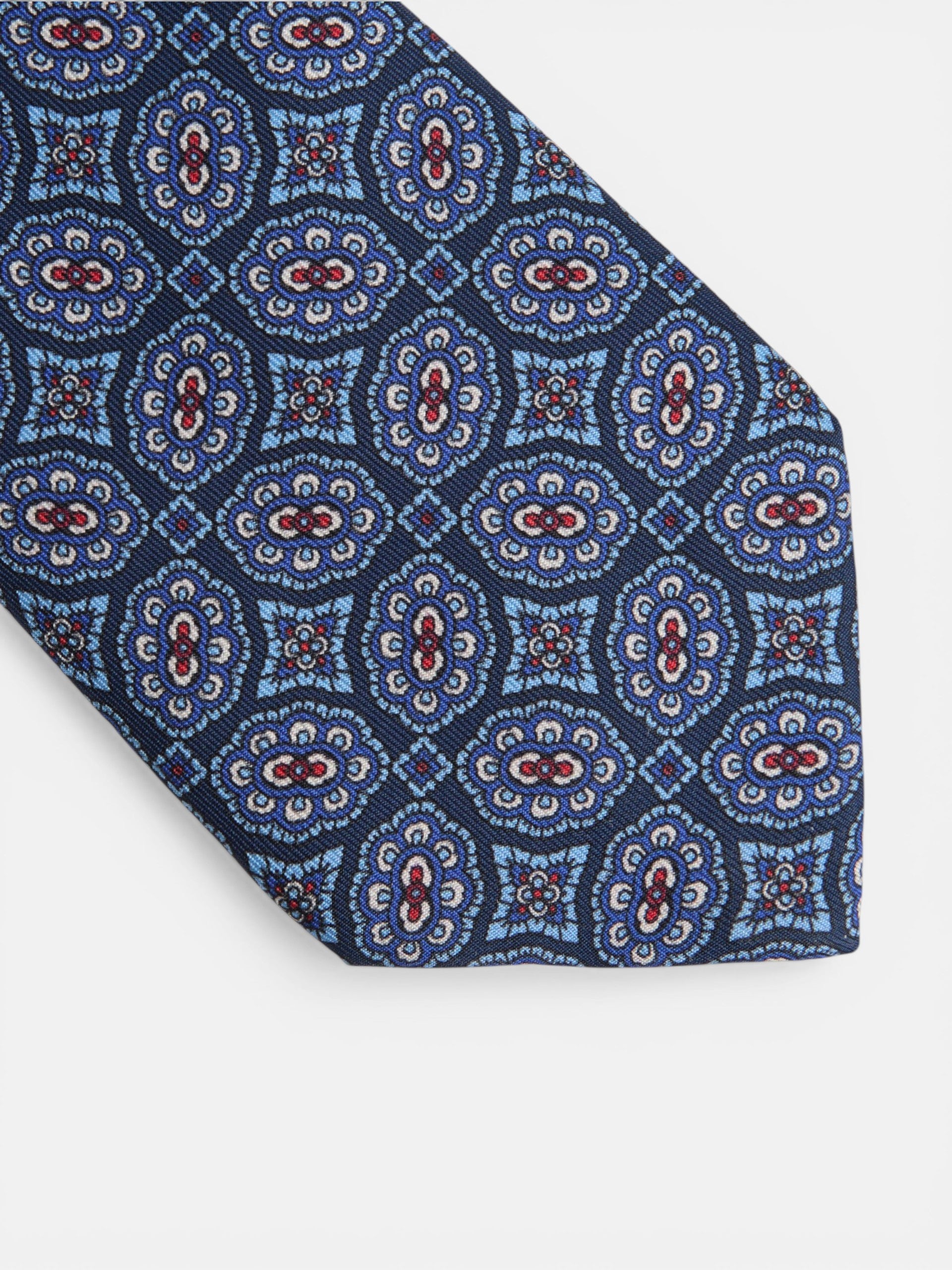 Corbata motivo azulejo azul marino