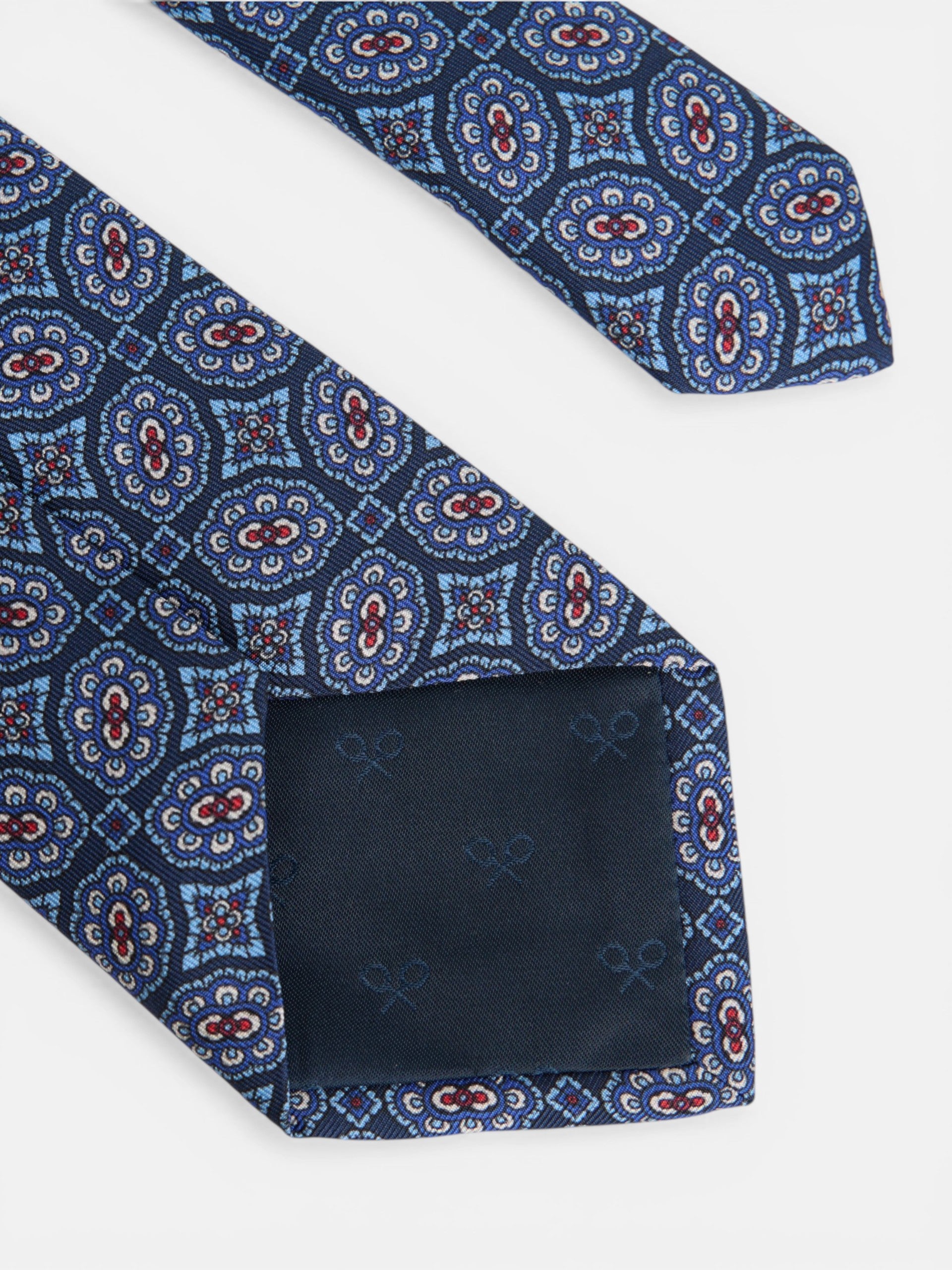 Corbata motivo azulejo azul marino