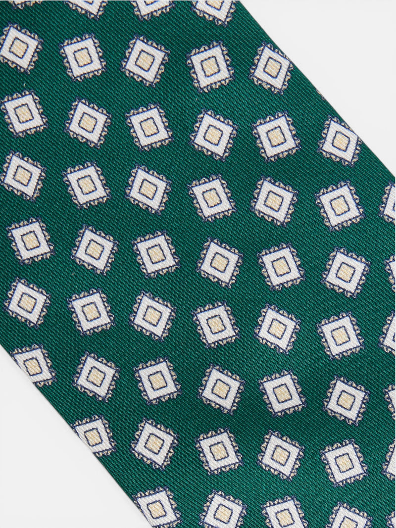 Green irregular check pattern tie