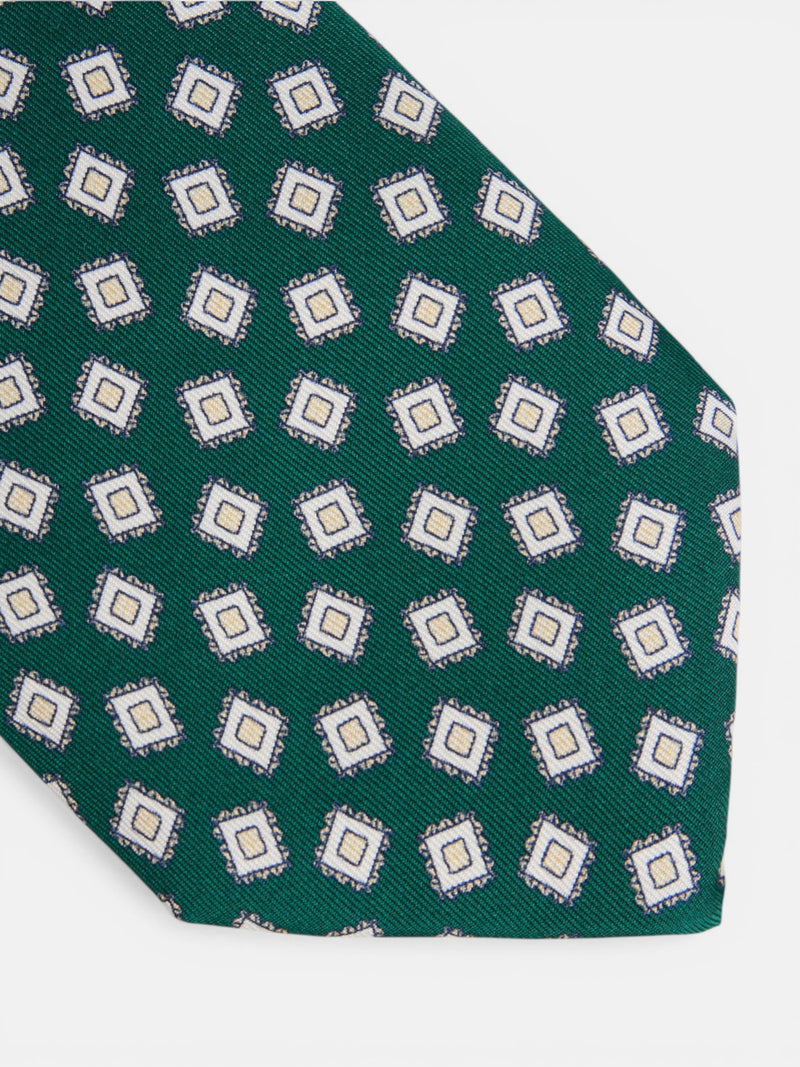Green irregular check pattern tie