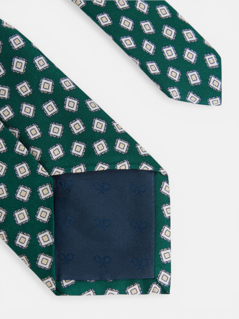 Green irregular check pattern tie