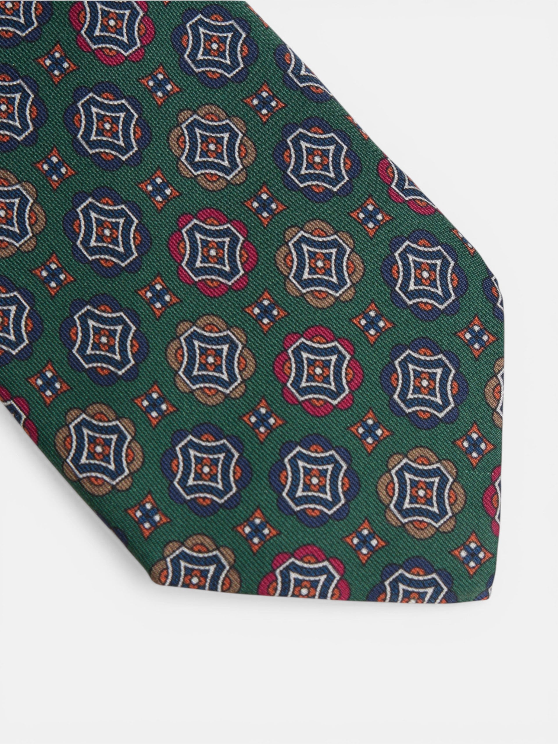 Cravate à motifs géométriques carrés verts