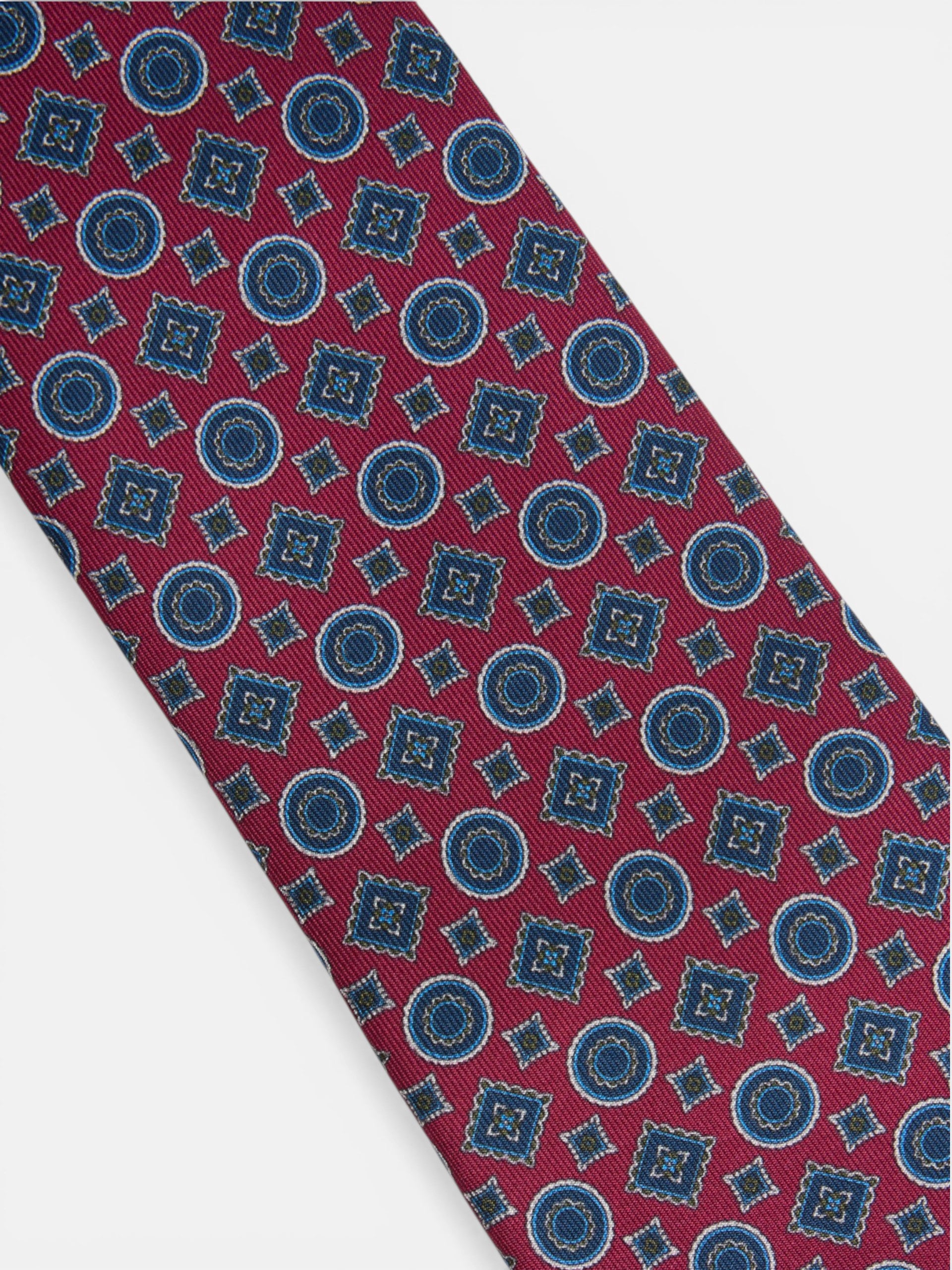 Corbata geometrica mini figuras burdeos