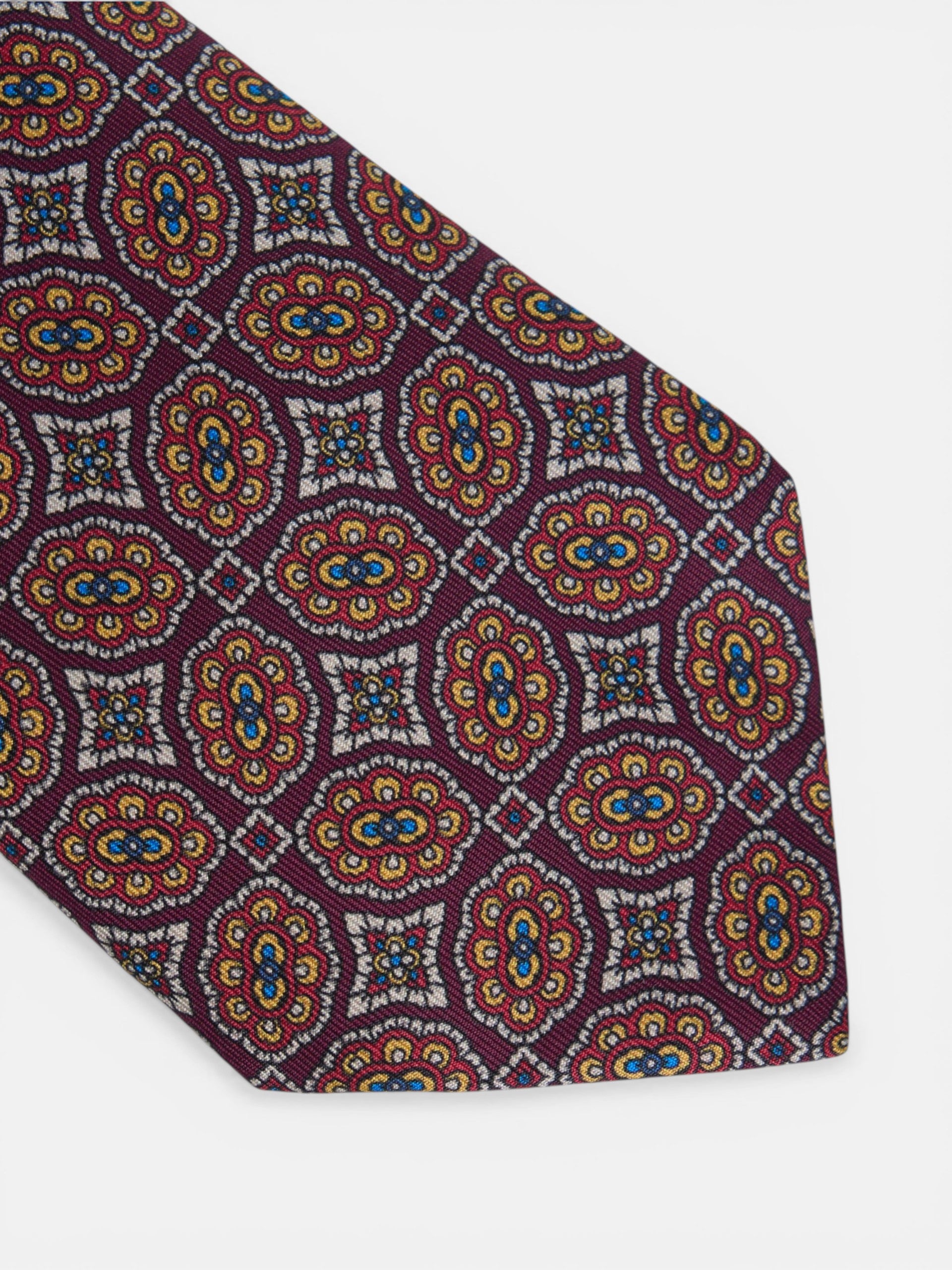 Corbata motivo azulejo burdeos