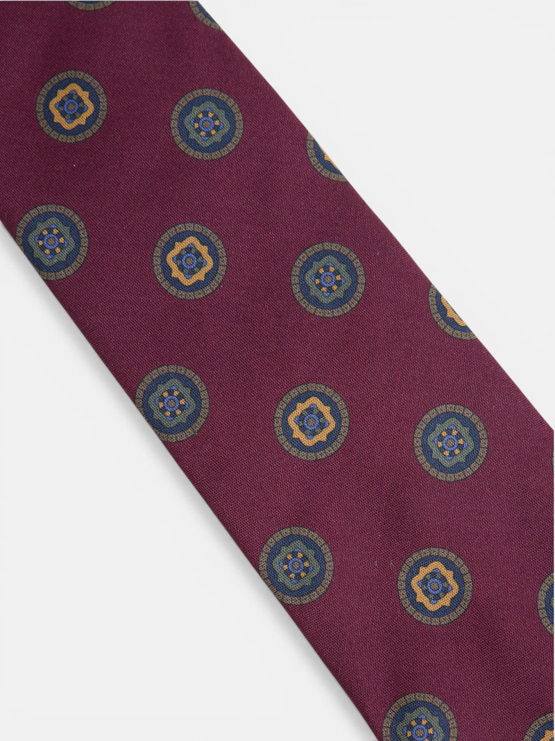 Burgundy geometric circles tie