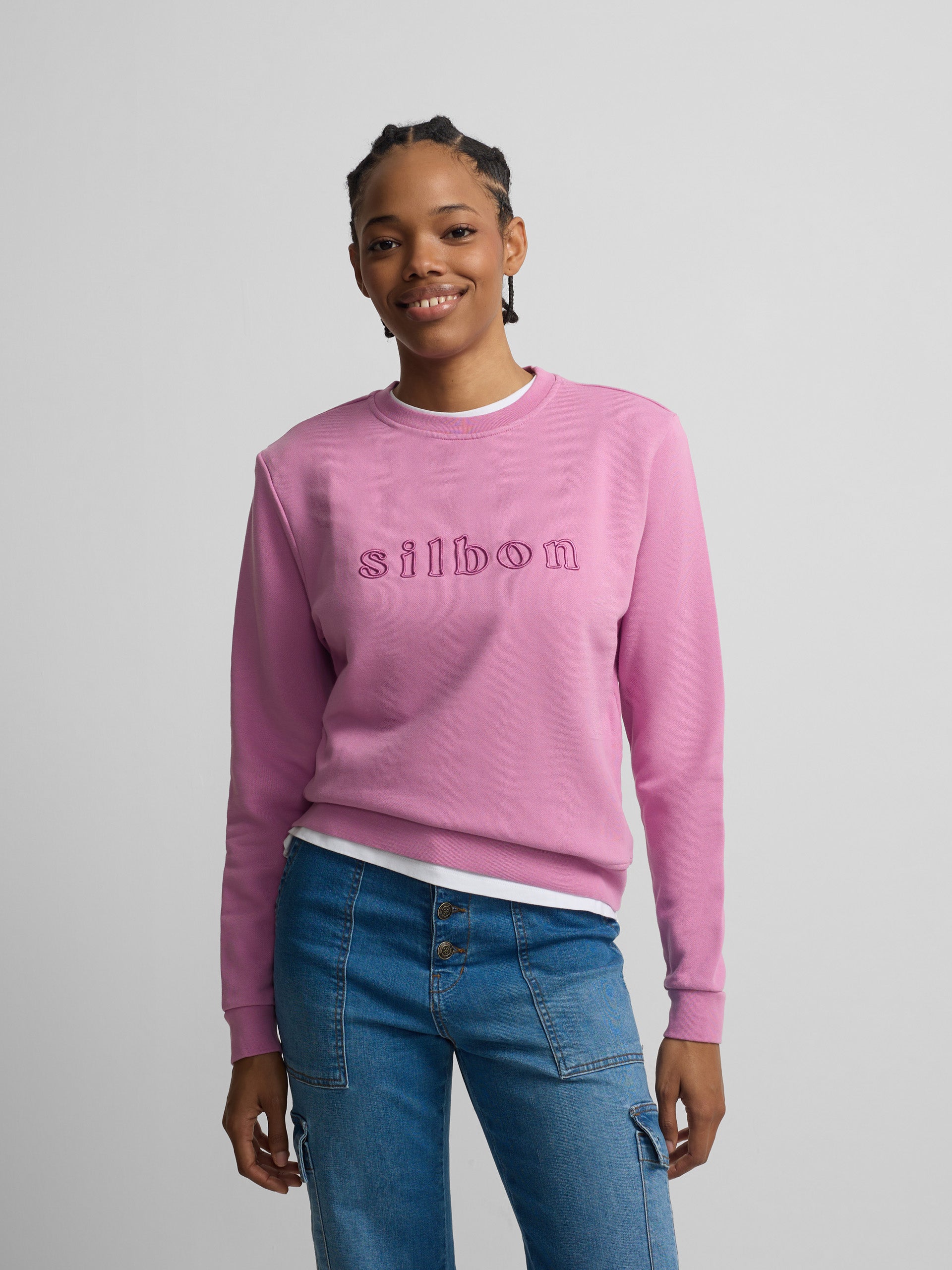 Sweatshirt mulher bordado silbon roxa