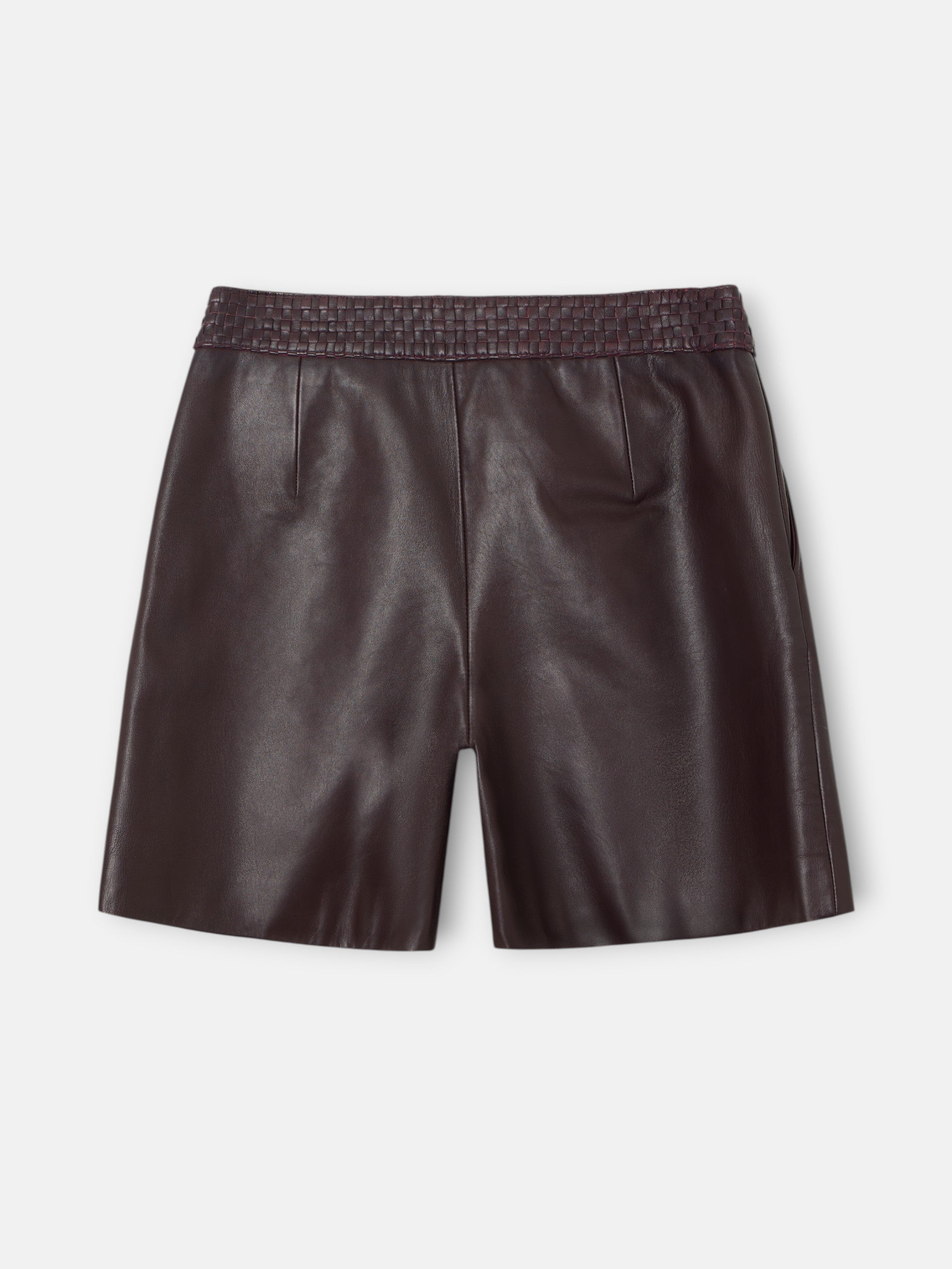 Bermuda en cuir tressé bordeaux