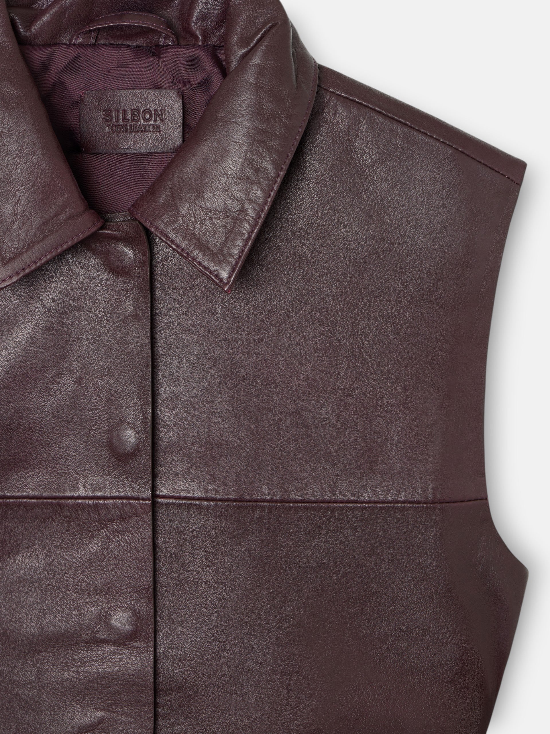 gilet en cuir tressé bordeaux