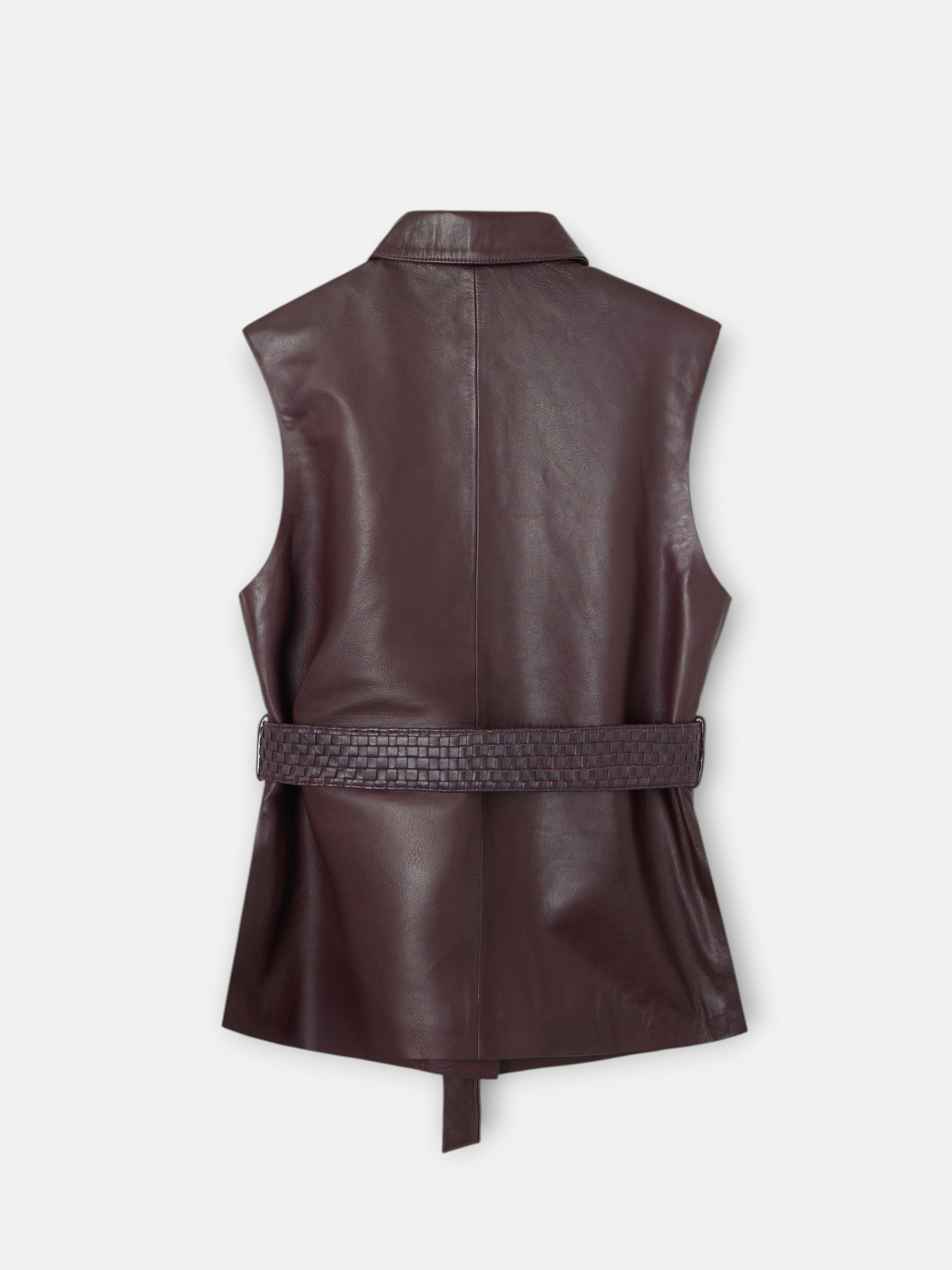 gilet en cuir tressé bordeaux