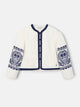 Chaqueta cuello mao bordados blanca