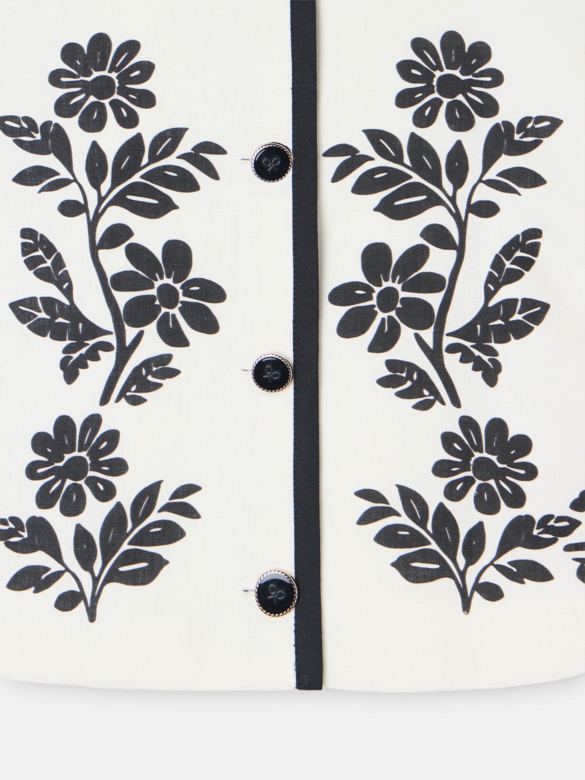 Casaco curto de linho estampado branco