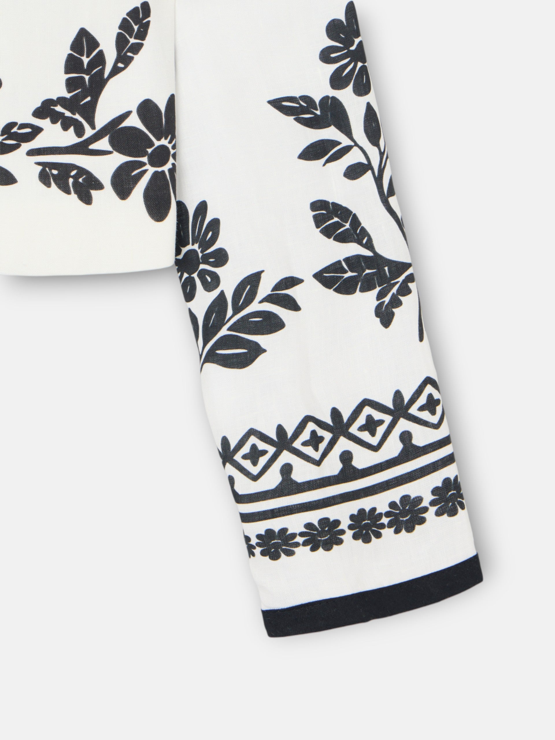Chaqueta corta lino estampado blanca