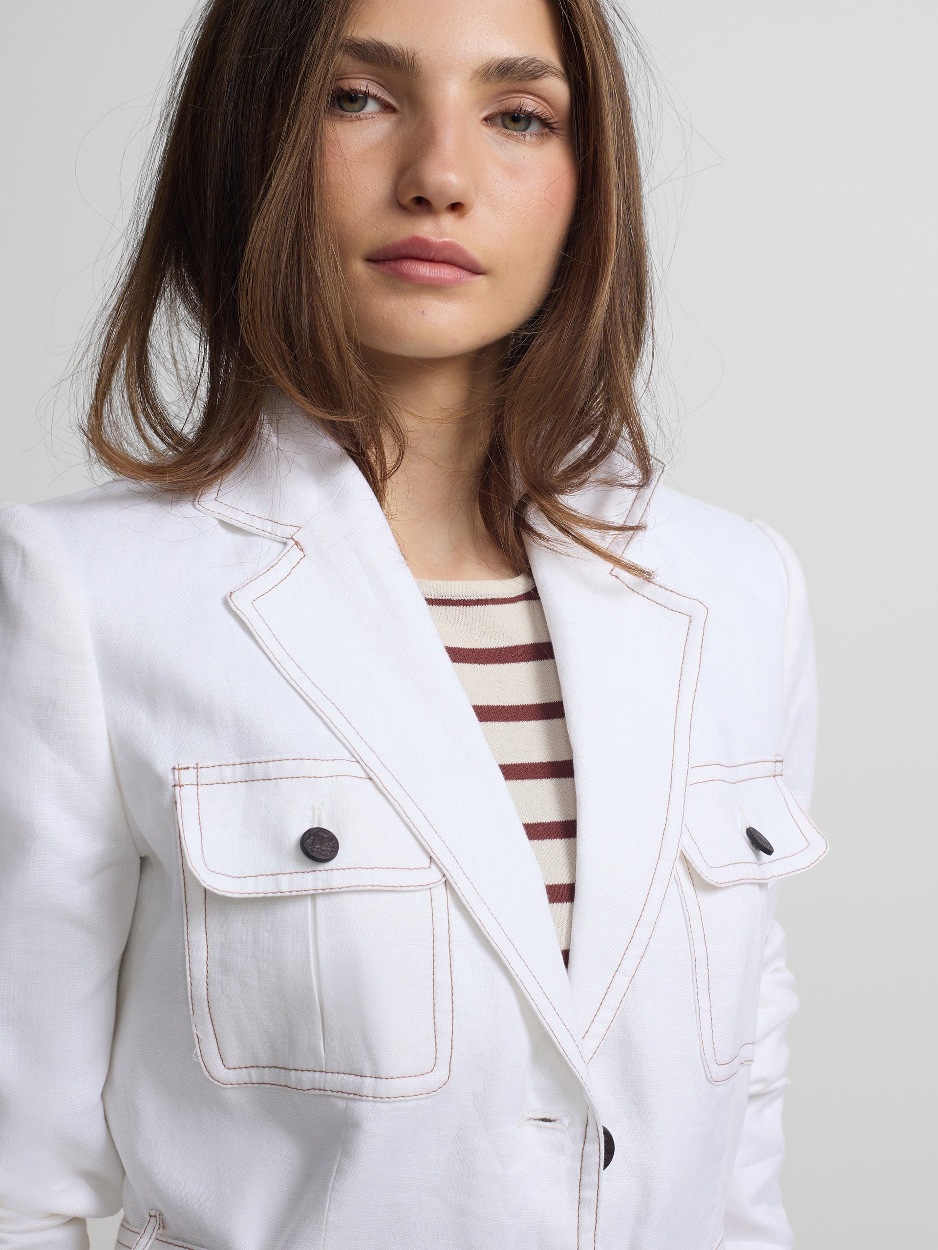 Sahariana bolsos detalhes cru