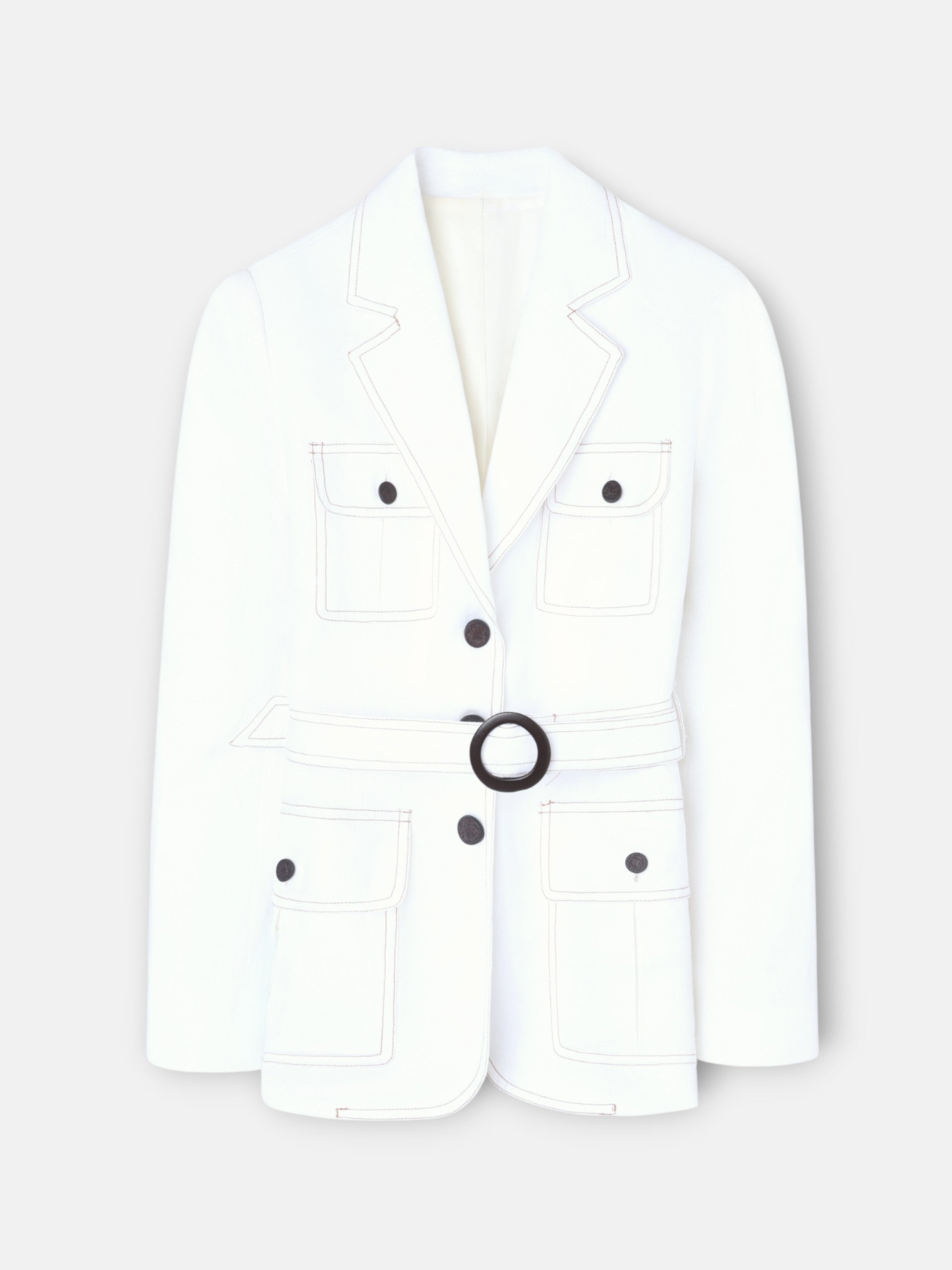 Sahariana bolsos detalhes cru