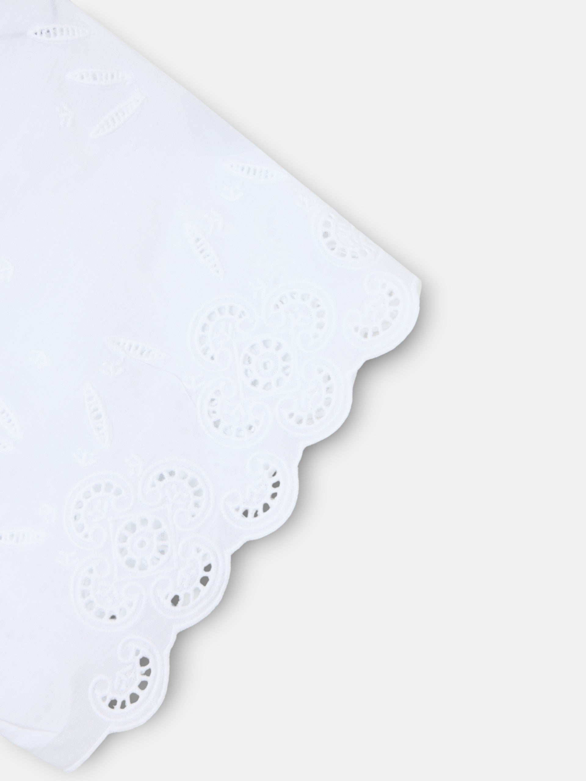 Women's white t-shirt with embroidered ruffles