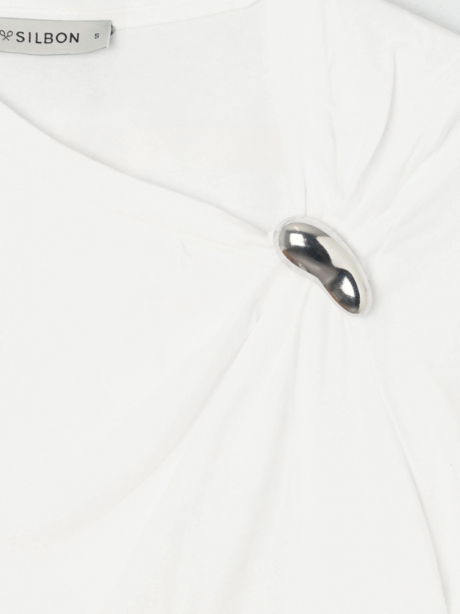 T-shirt femme blanc avec application nœud