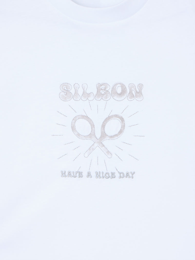 Camiseta woman roll out have a nice day blanca