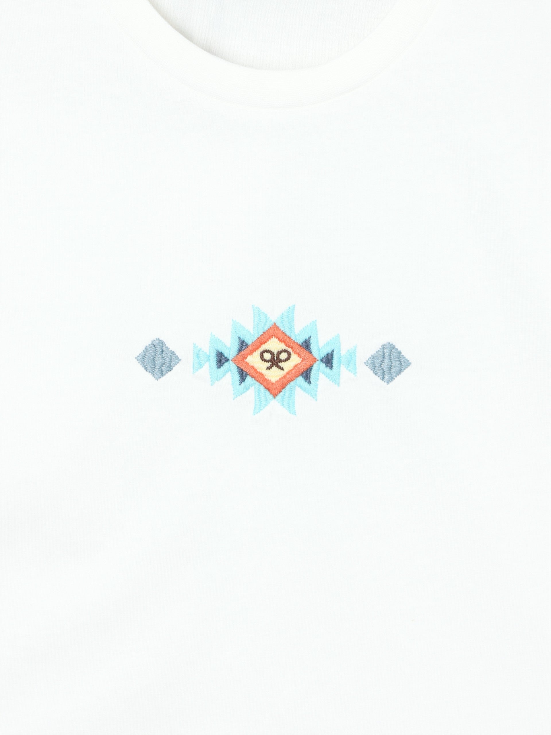 Women's t-shirt with white ikat embroidery