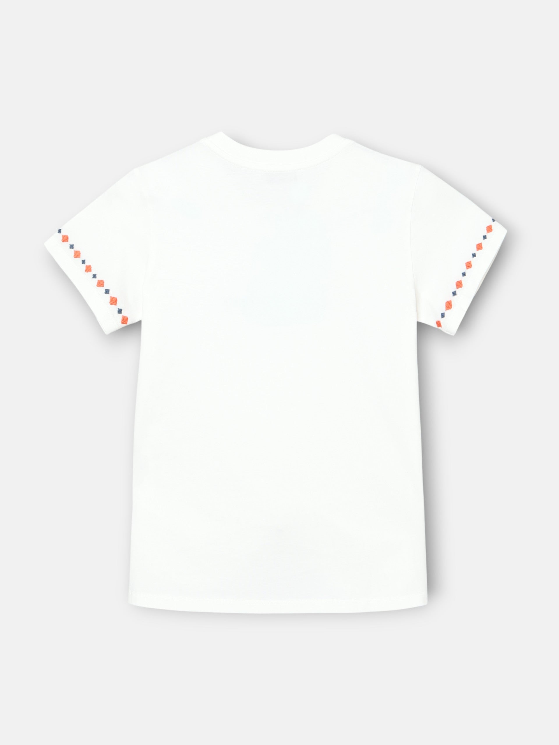 Women's t-shirt with white ikat embroidery