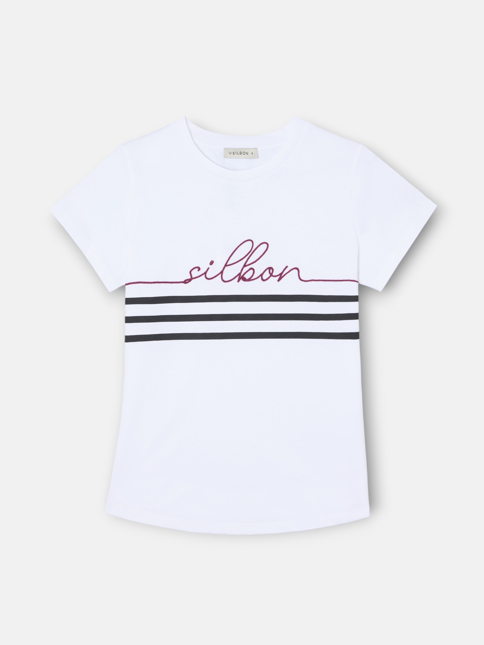 Silbon women's white lace-up t-shirt