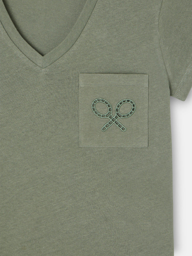 Camisola mulher bolso raquete verde