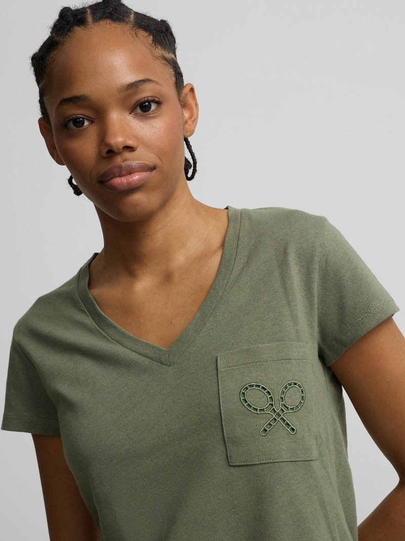 Camisola mulher bolso raquete verde