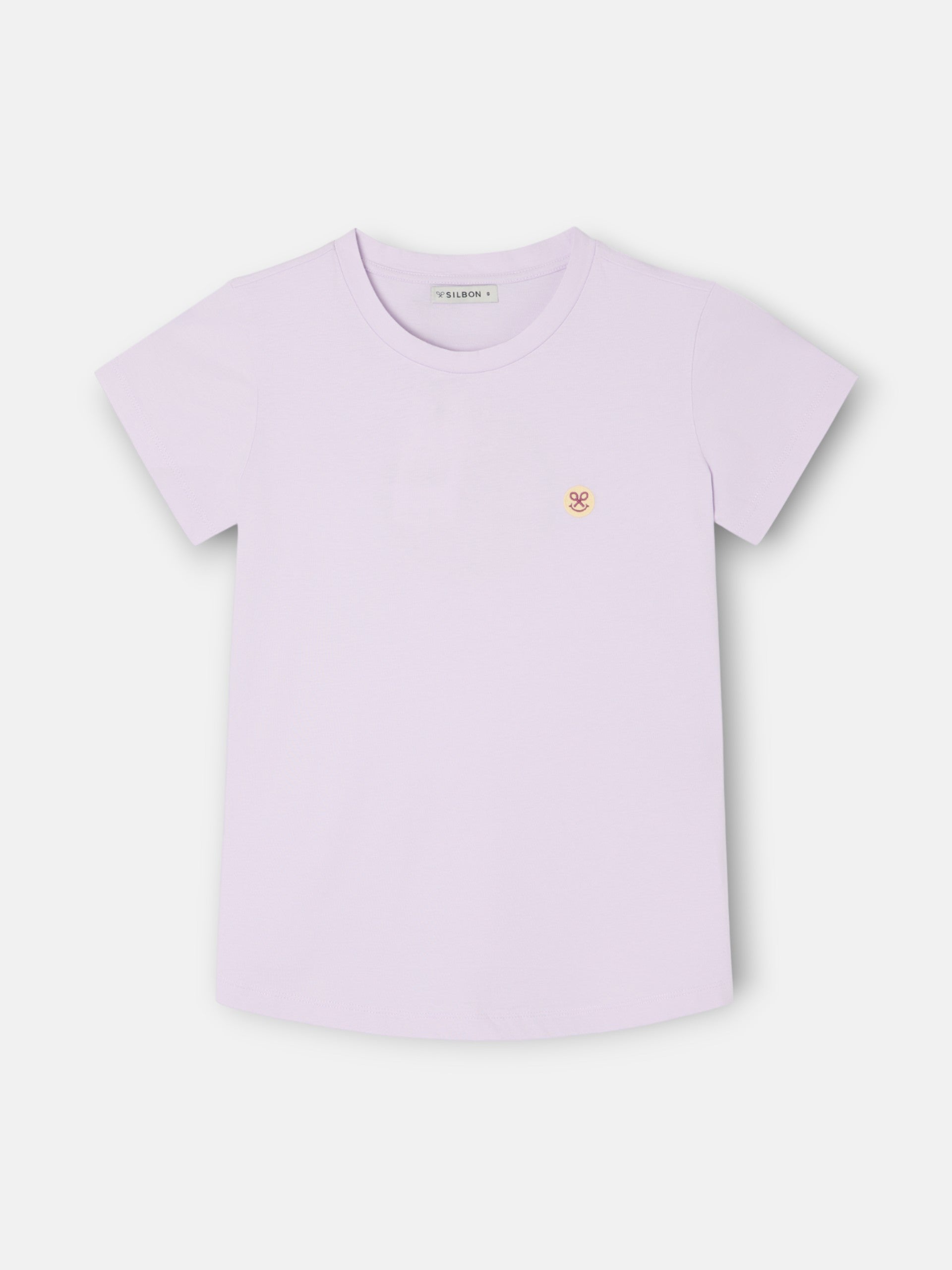 Woman smile t-shirt with purple print