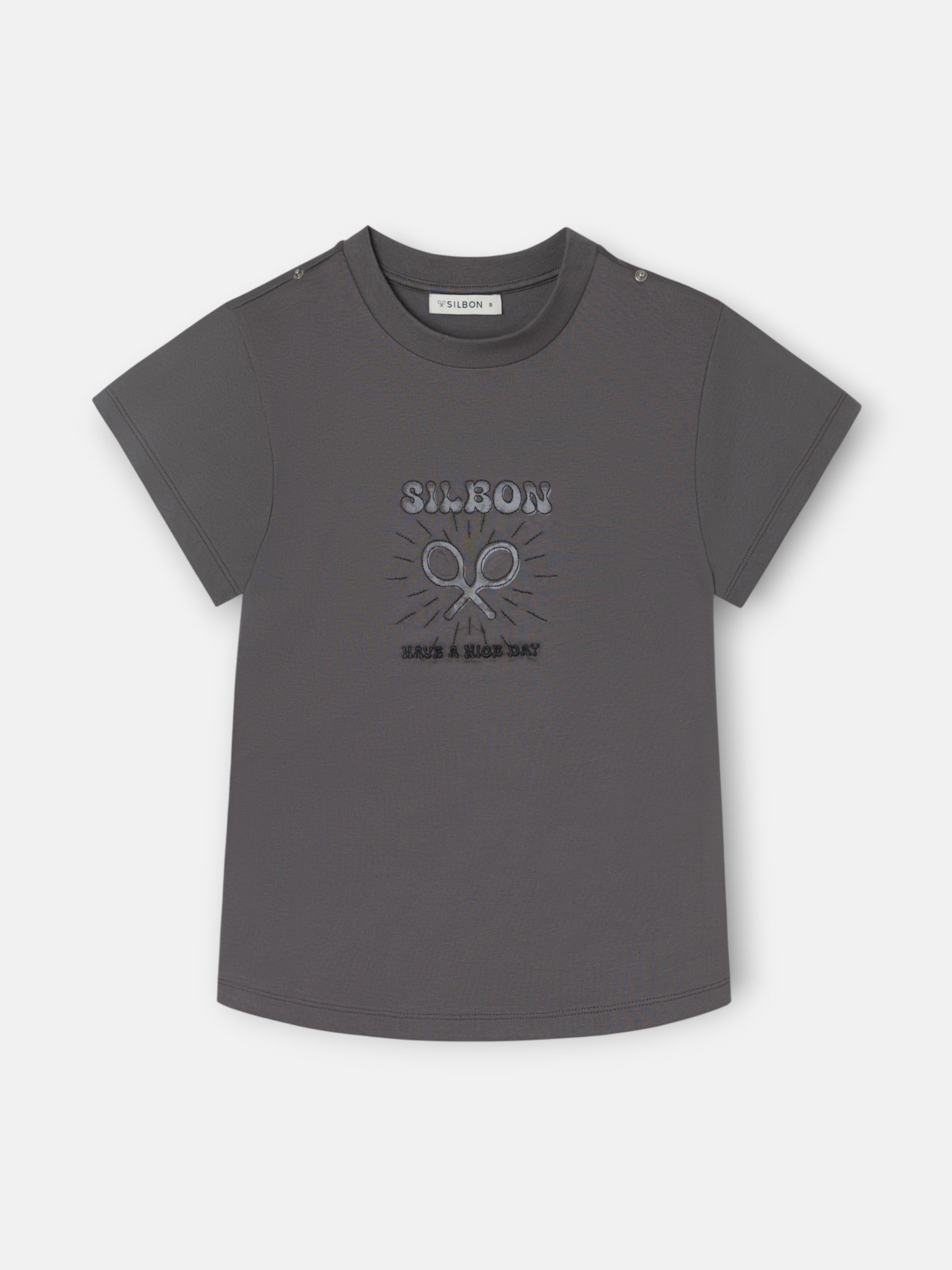 Woman roll out have a nice day black t-shirt