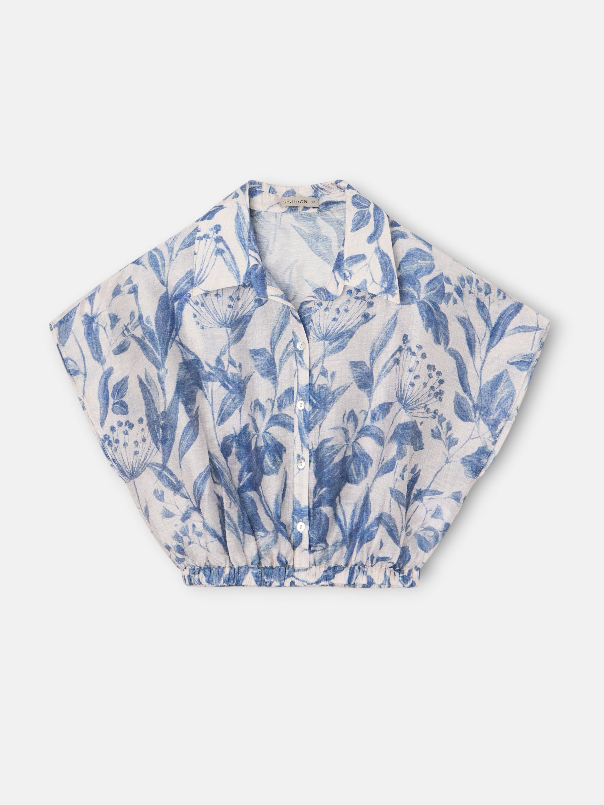 Blusa corta estampado flores azul