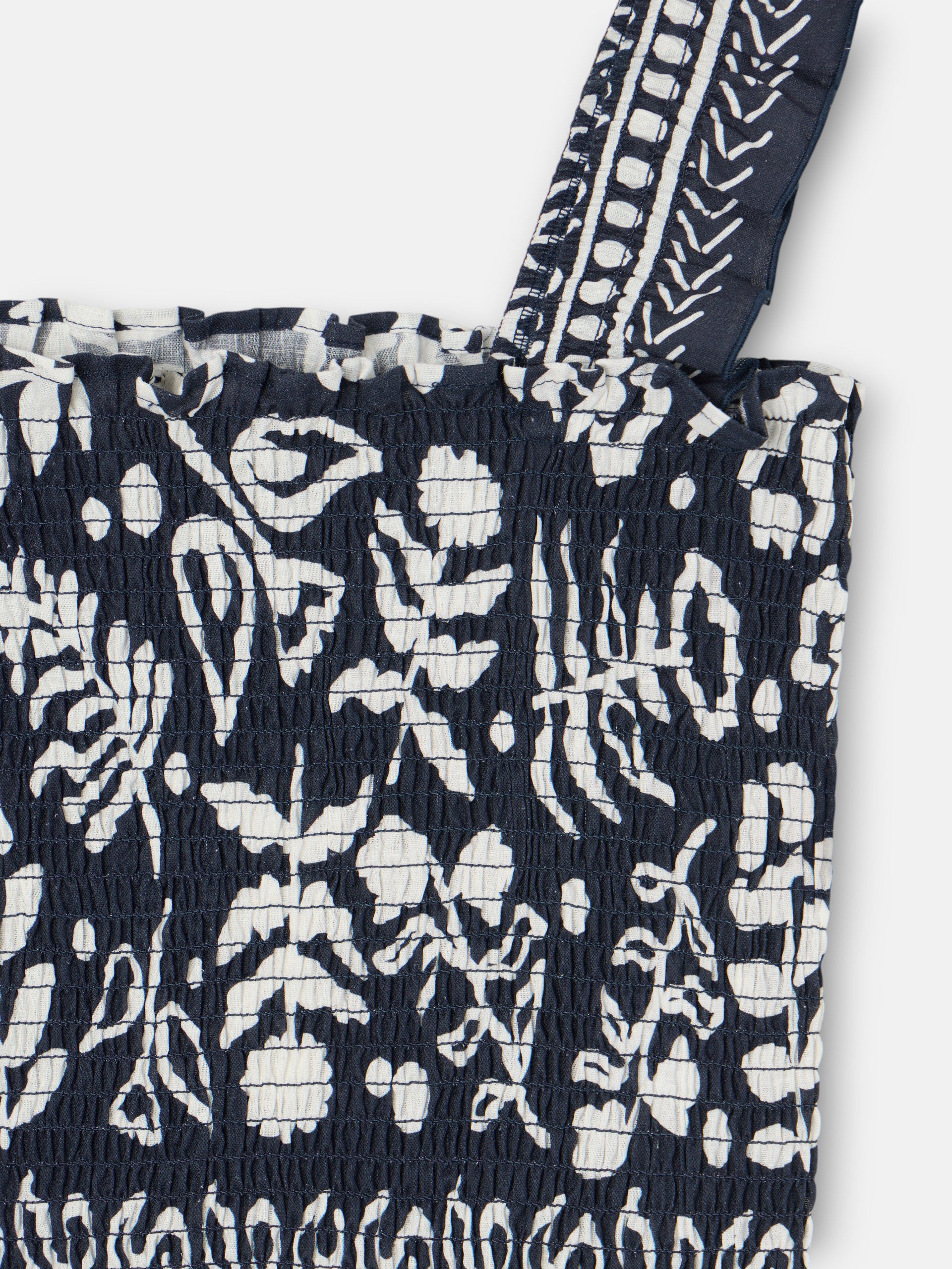 Top palabra de honor estampado flores marino