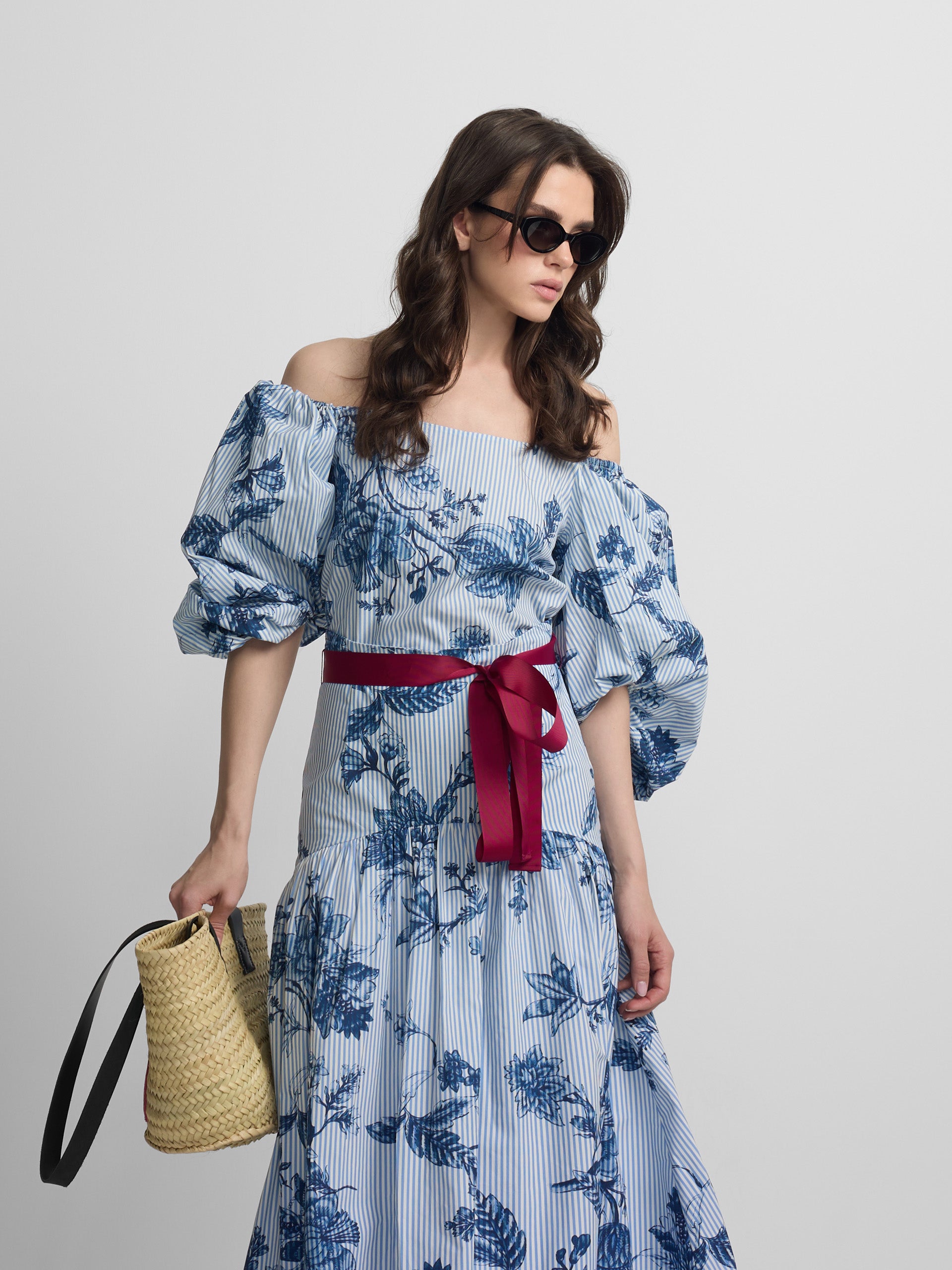 Top palavra de honra estampado riscas azul-claro