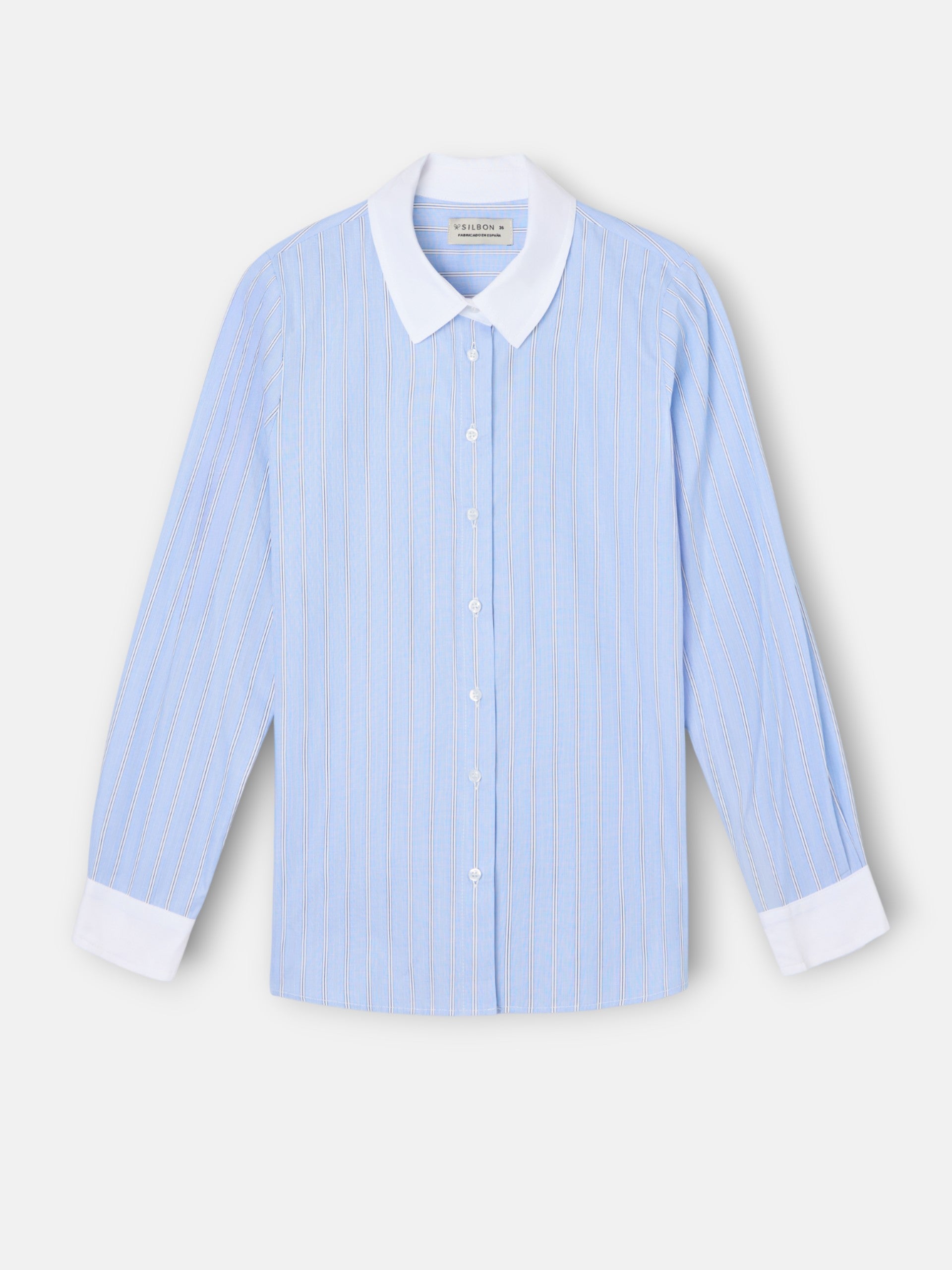 Camisa estrutura riscas azul-claro