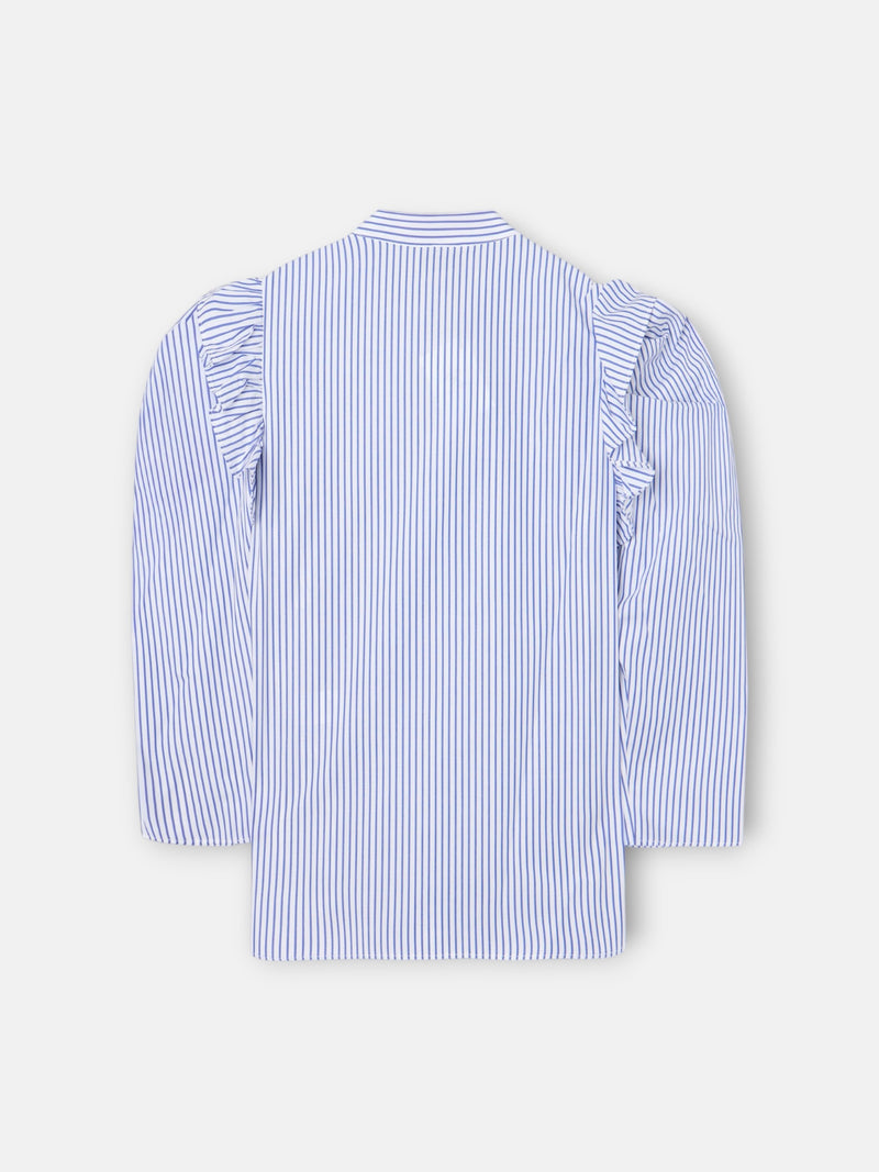 Camisa manga abullonada rayas azules y blancas