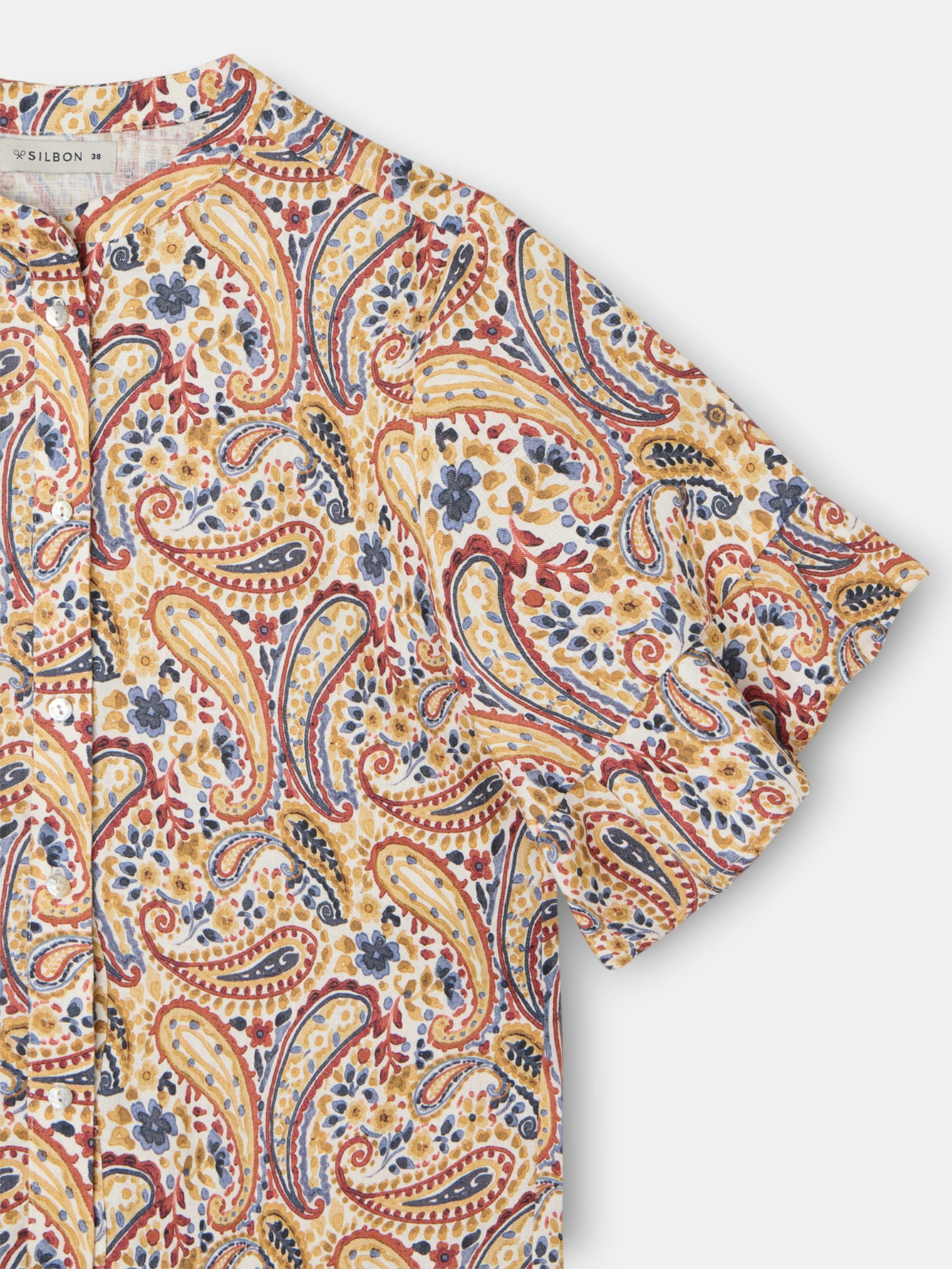 Blouse à manches volantées et imprimé orange