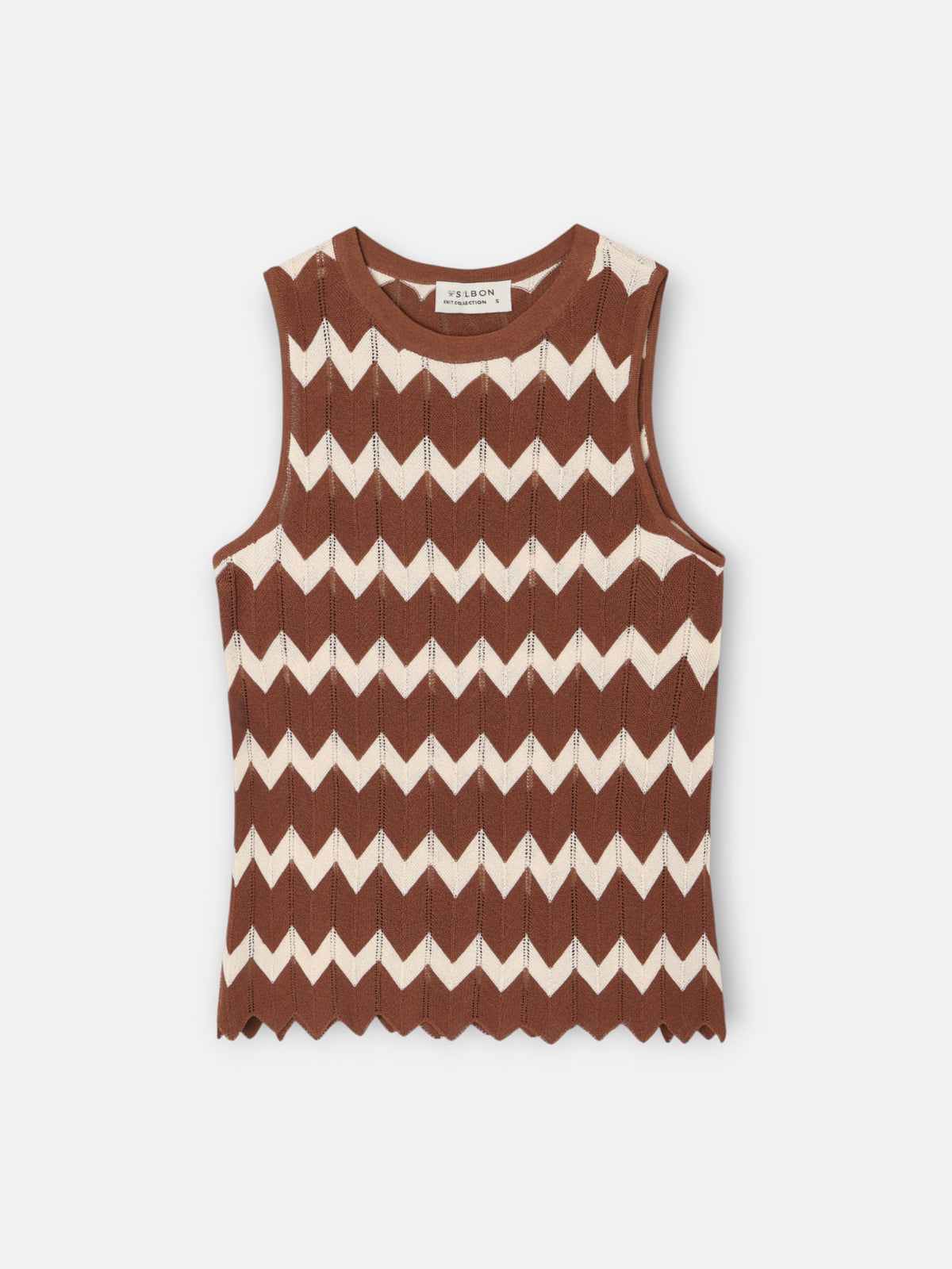 Brown herringbone knit top