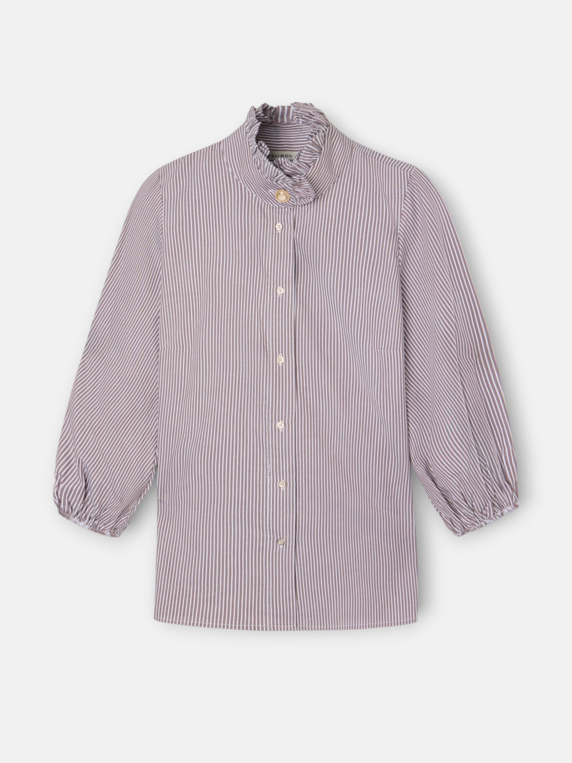 Camisa manga farol rayas marrones