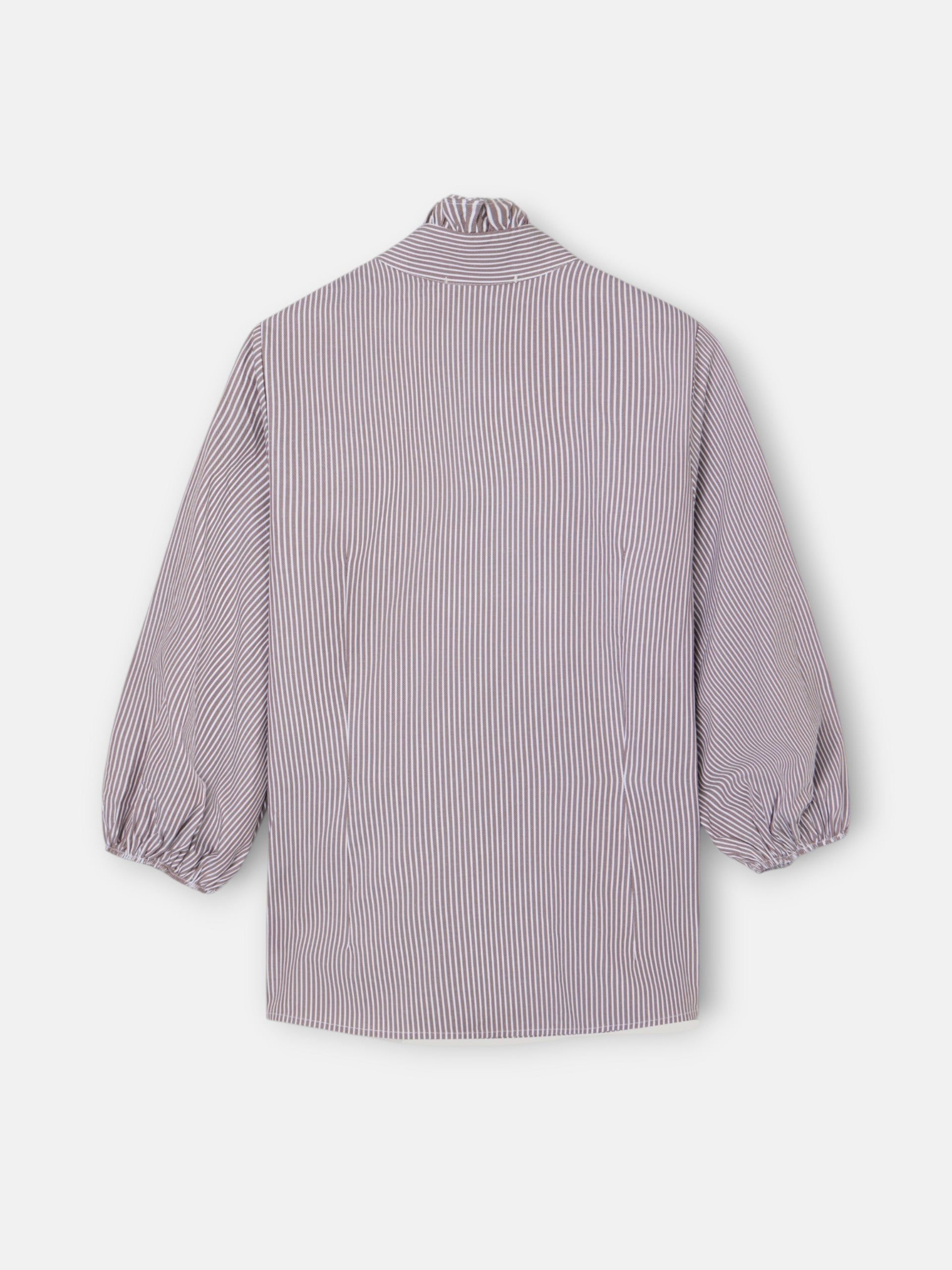 Chemise à rayures marron à manches bouffantes