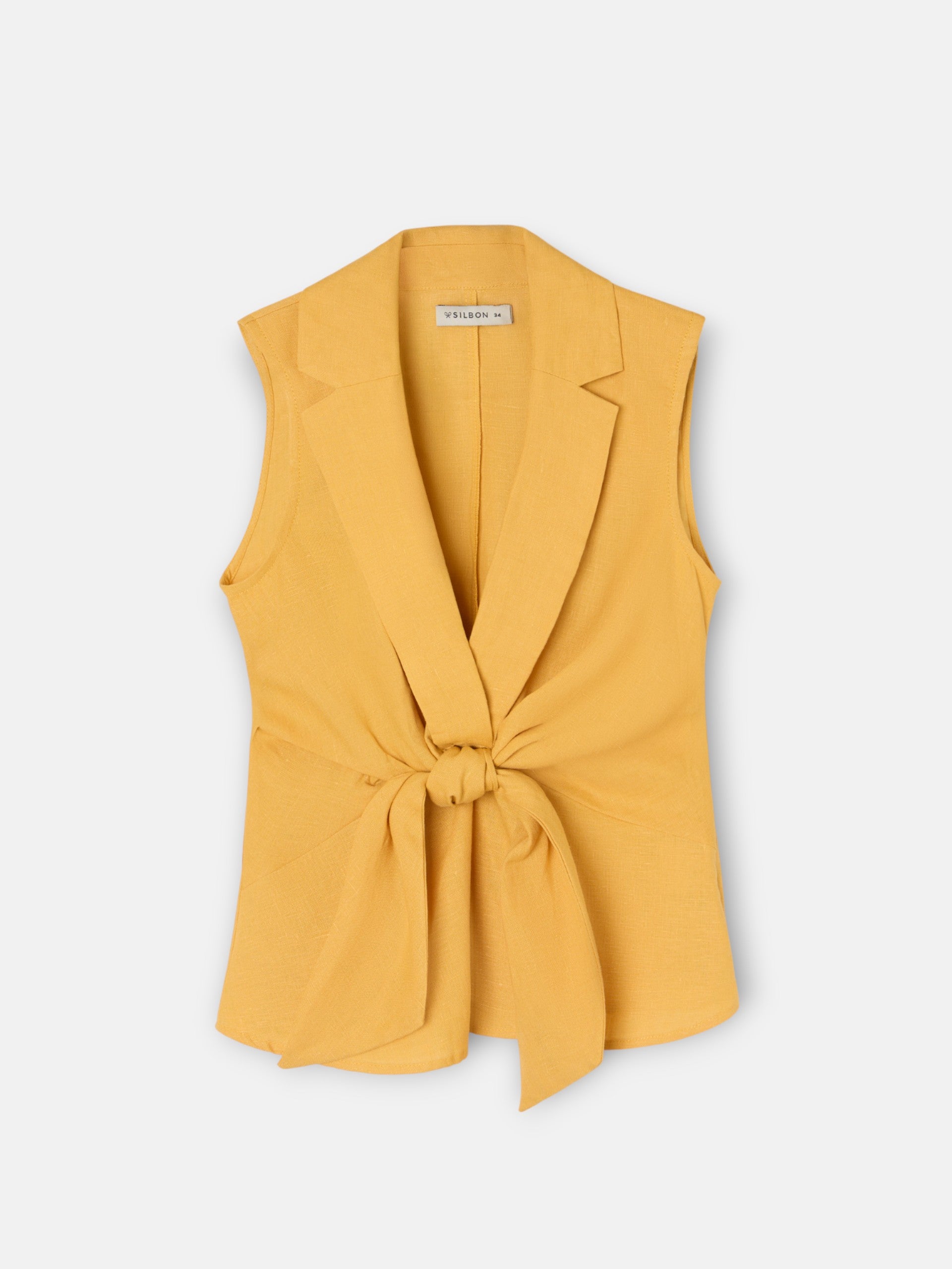 Top abas linho amarelo