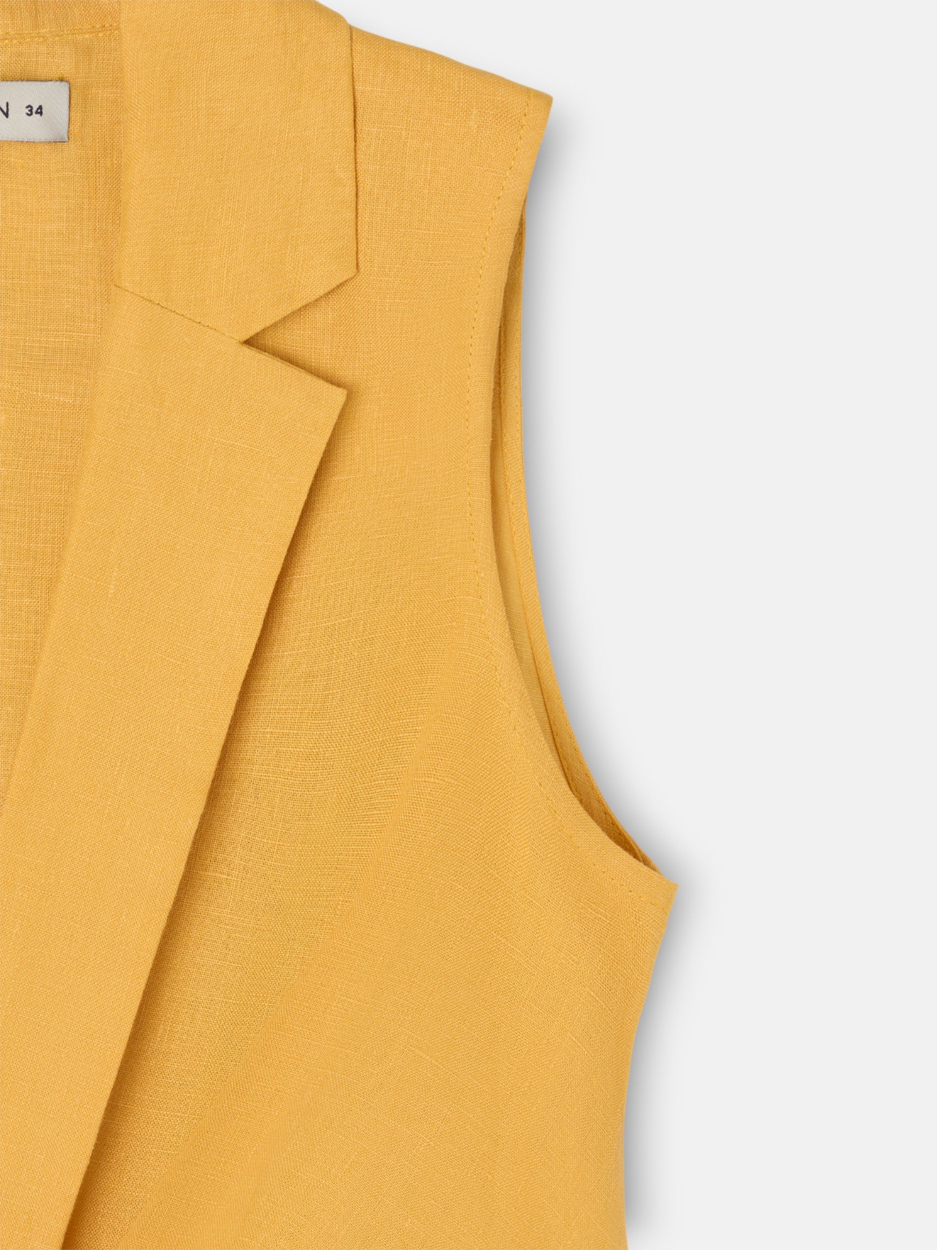 chemise à revers en lin jaune