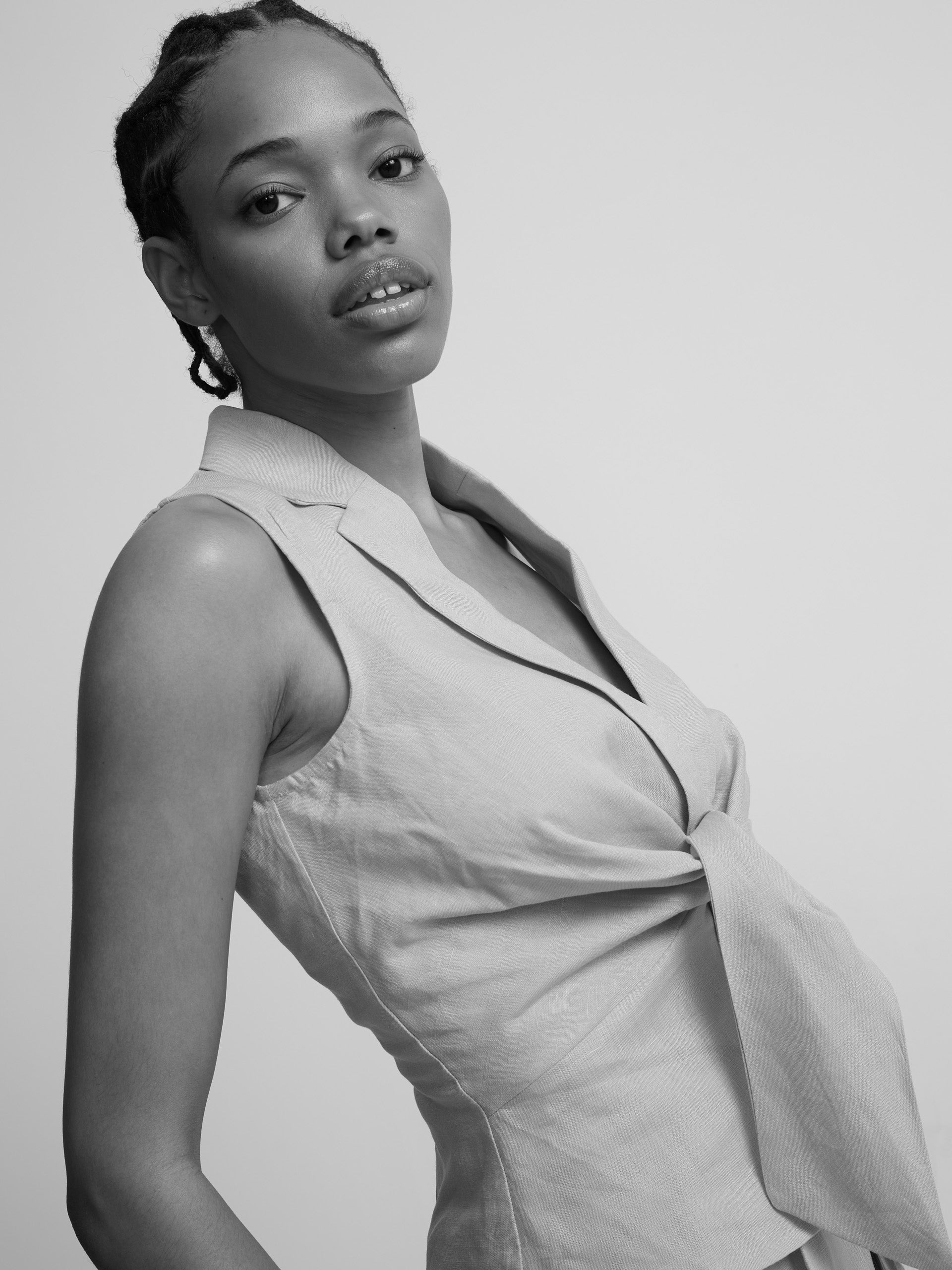 Top abas linho amarelo